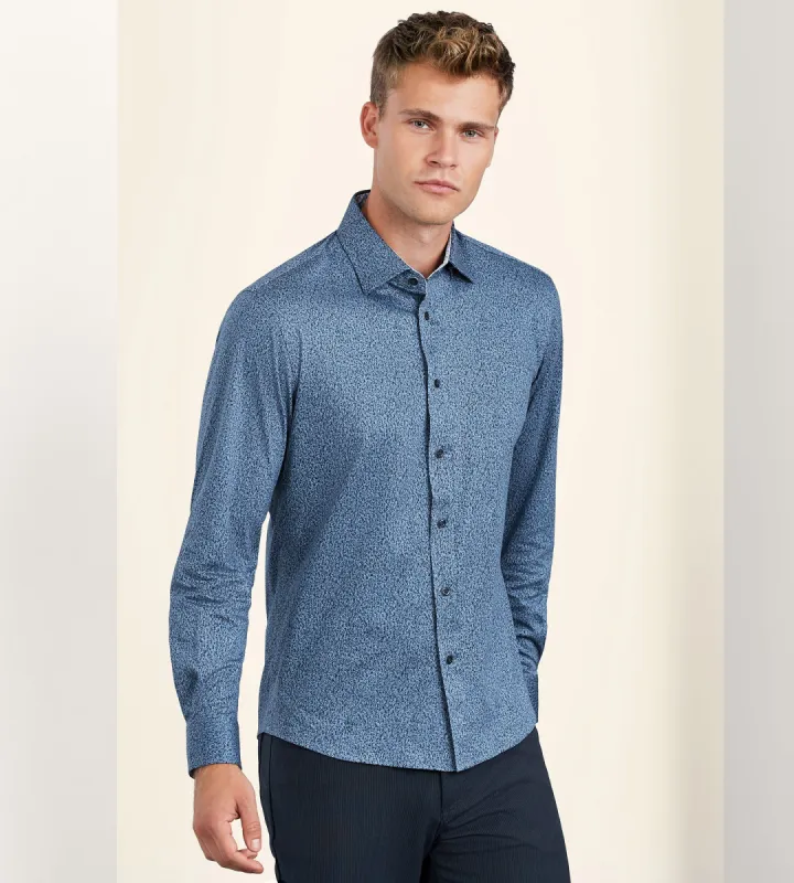 Modern Fit 360° Stretch Long Sleeve Dot Print Sport Shirt sold by Tip Top