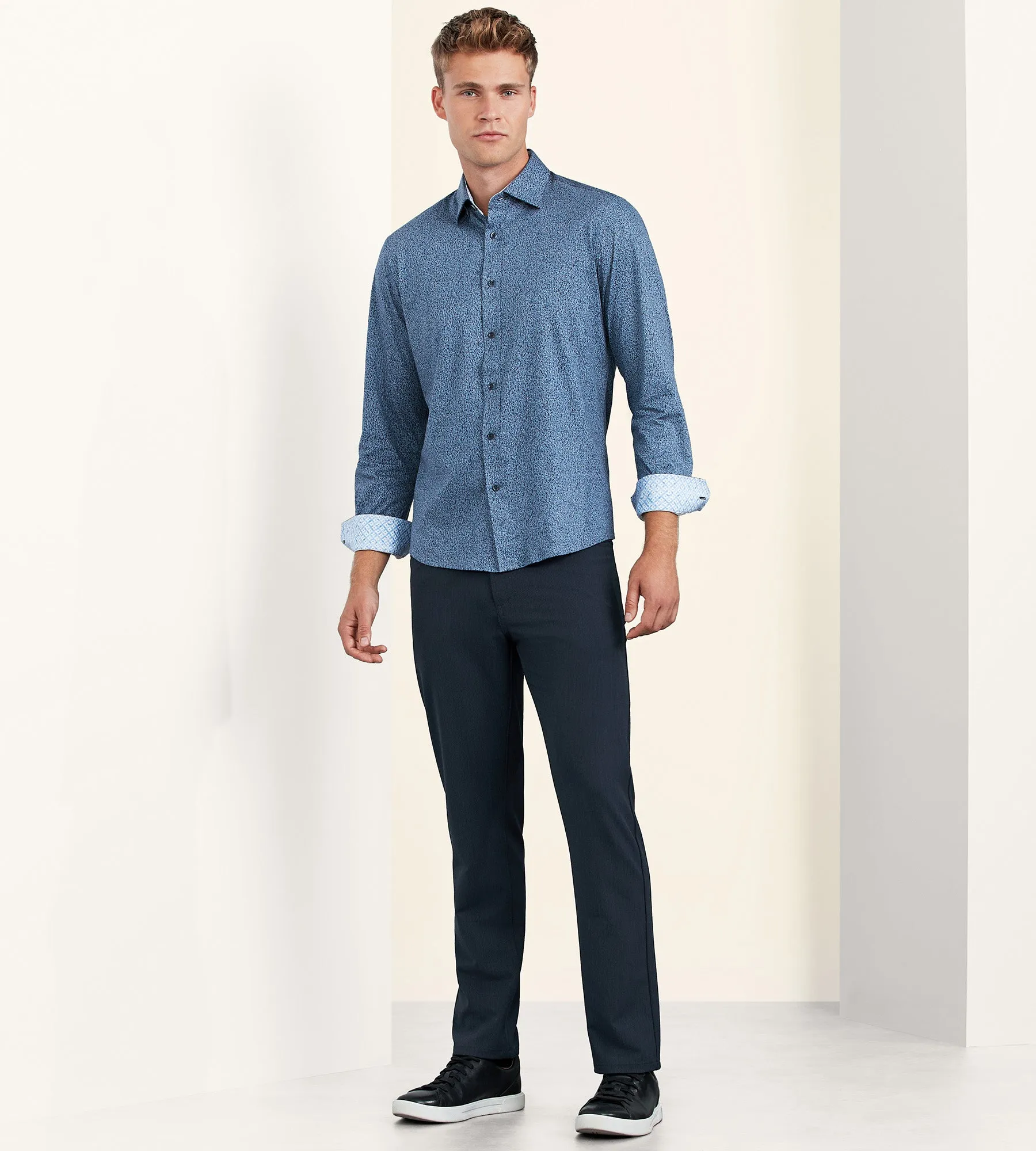 Modern Fit 360° Stretch Long Sleeve Dot Print Sport Shirt sold by Tip Top product image thumbnail 4