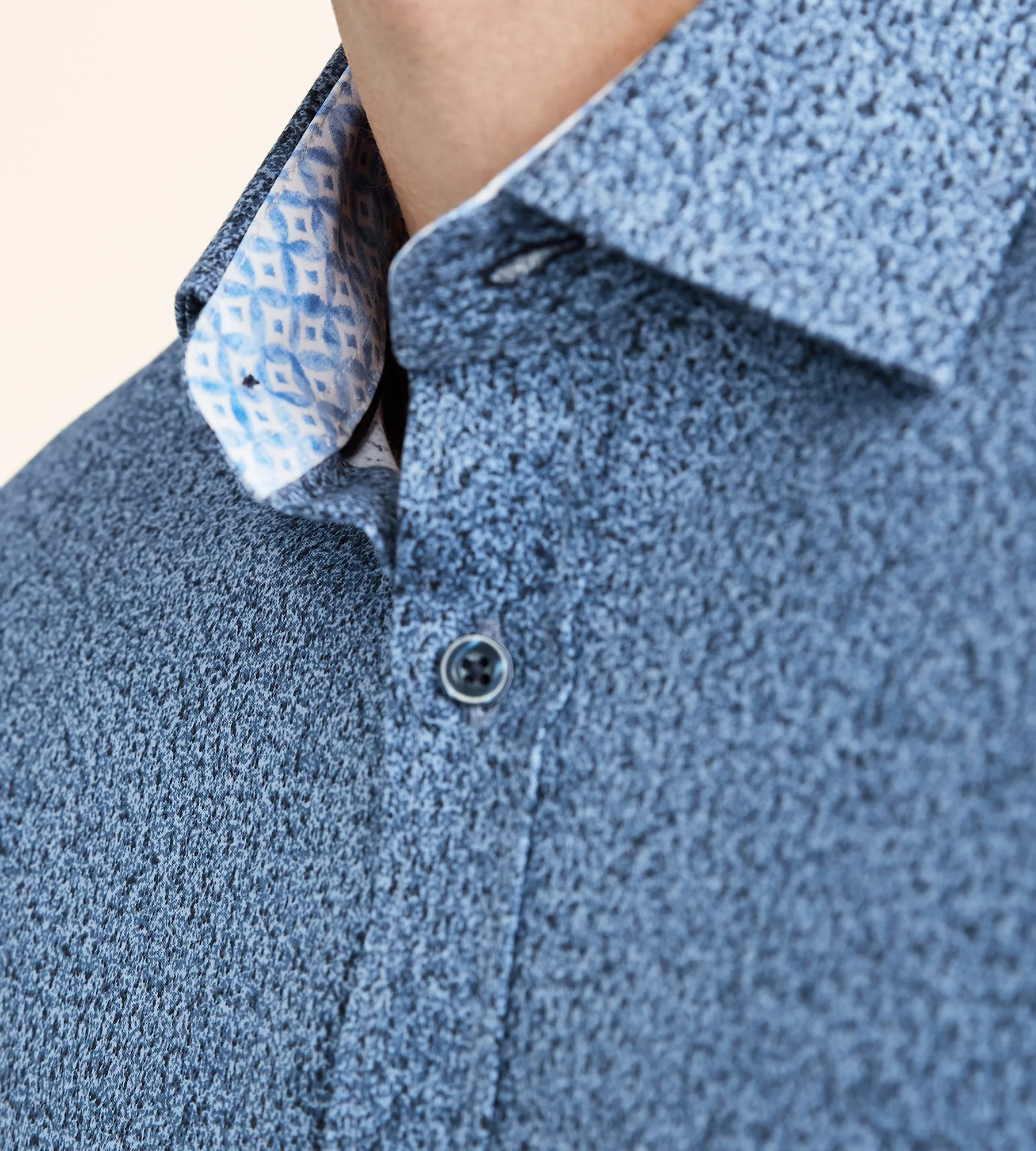 Modern Fit 360° Stretch Long Sleeve Dot Print Sport Shirt sold by Tip Top product image thumbnail 3