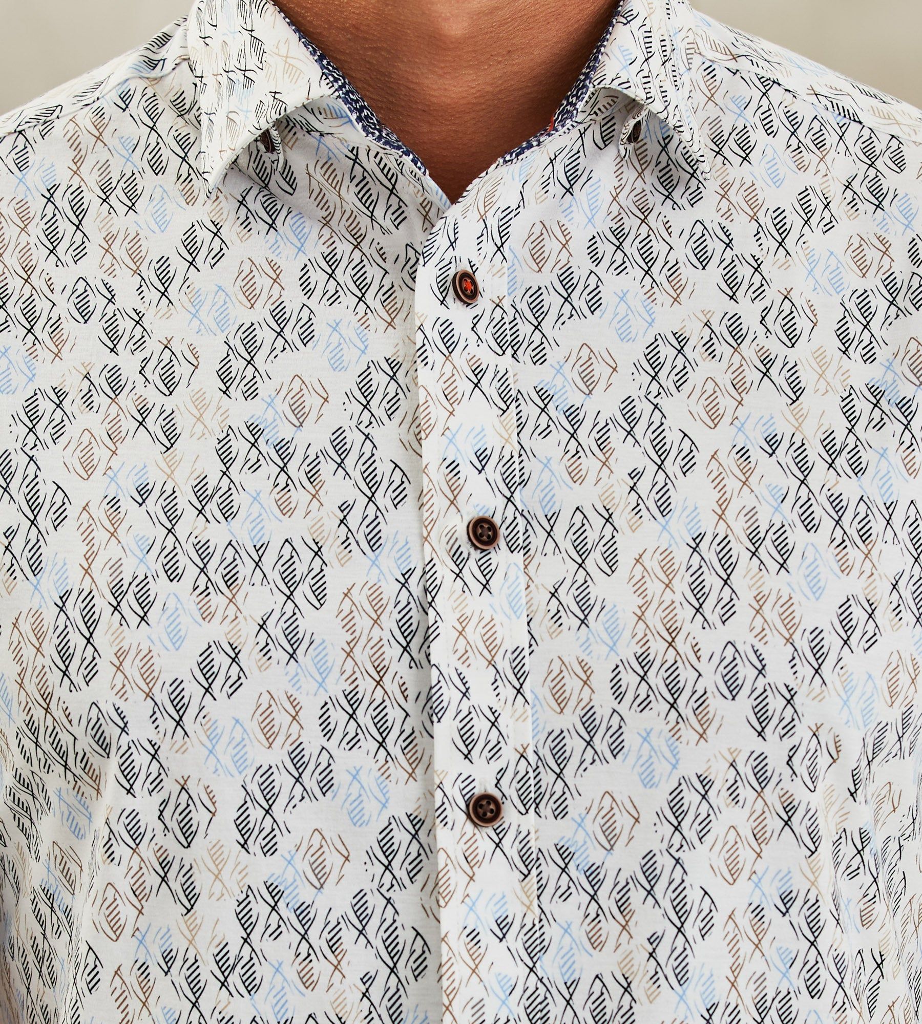 Modern Fit 360° Stretch Geo Fish Print Soft Touch Short-Sleeve Sport Shirt sold by Tip Top product image thumbnail 3