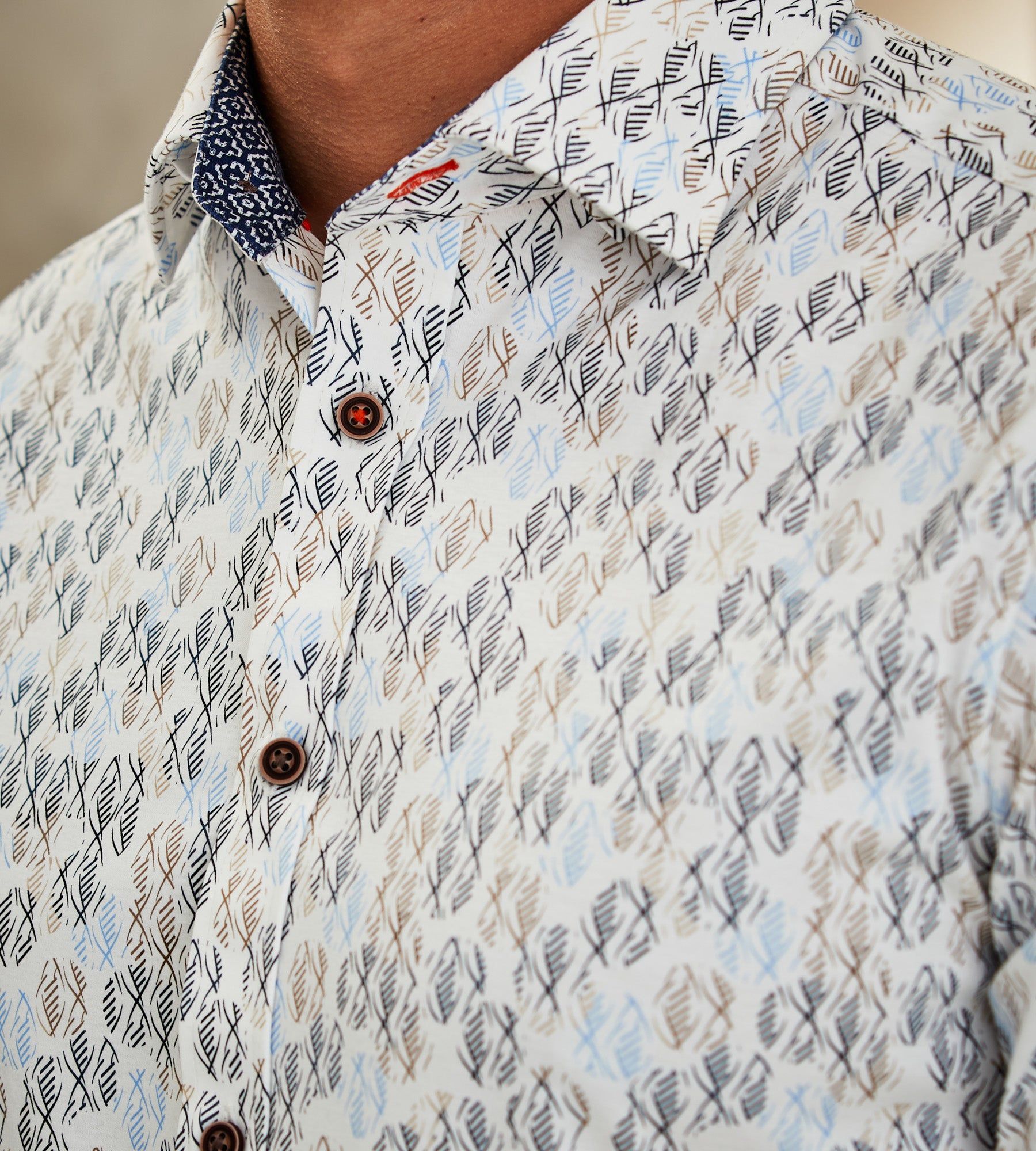 Modern Fit 360° Stretch Geo Fish Print Soft Touch Short-Sleeve Sport Shirt sold by Tip Top product image thumbnail 2