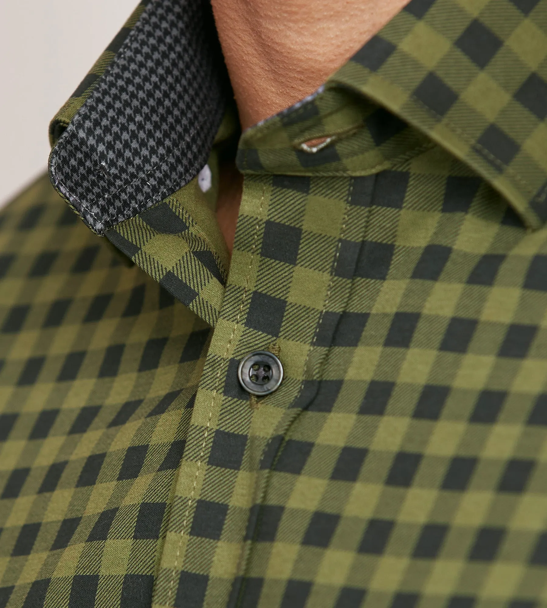 Modern Fit 360 Stretch Long Sleeve Plaid Printed Sport Shirt sold by Tip Top product image thumbnail 3