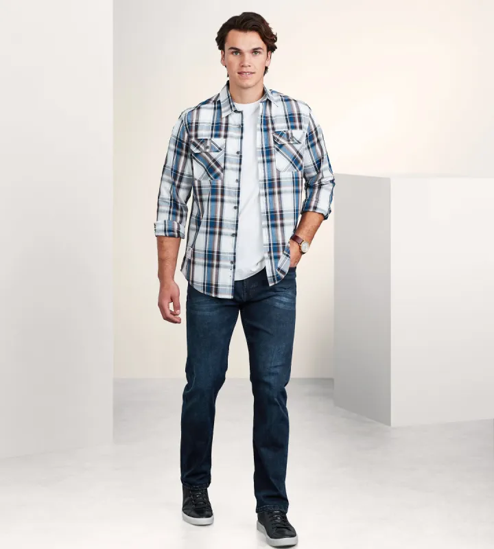 Modern Fit Long Sleeve Plaid Sport Shirt sold by Tip Top