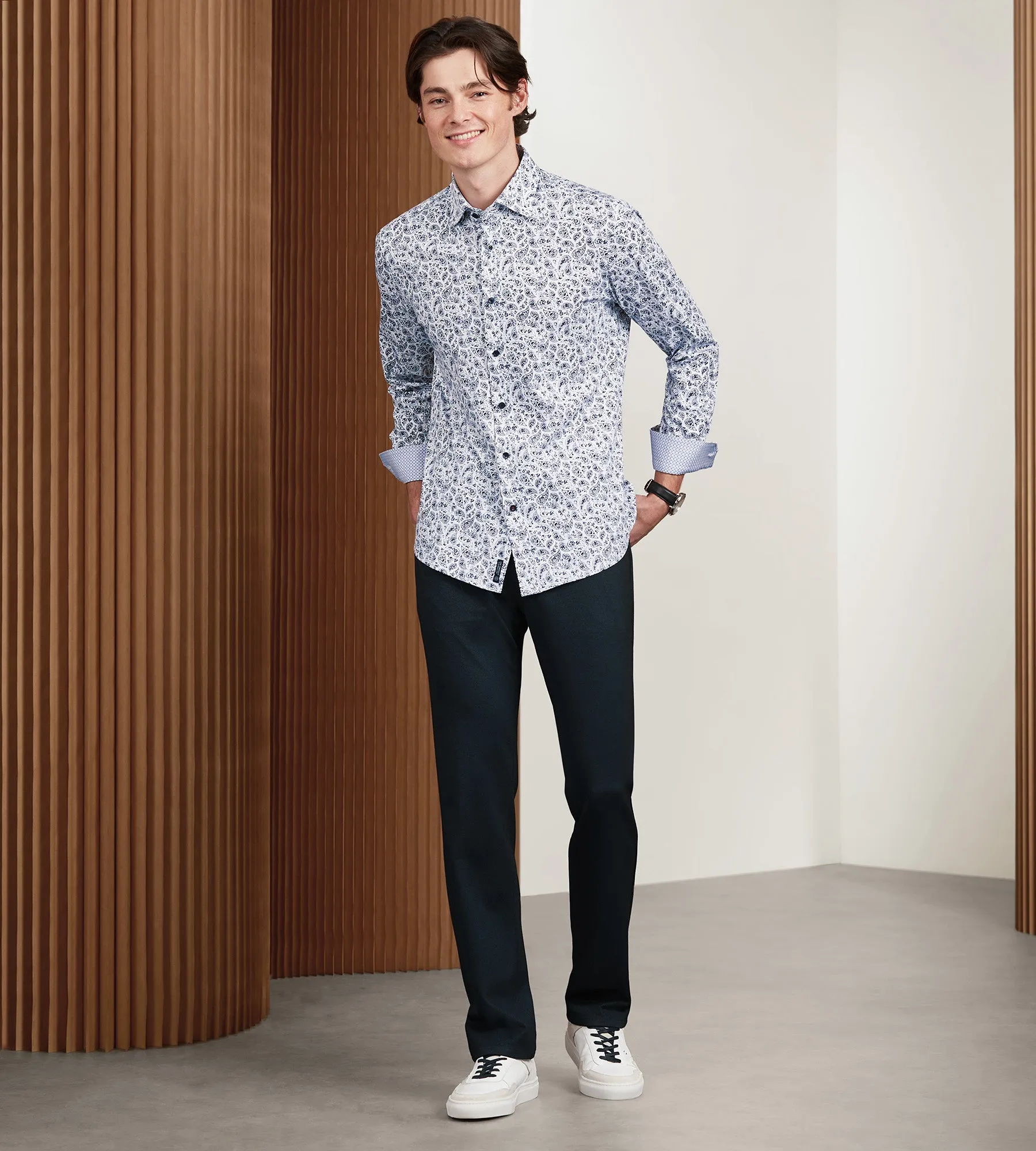 Modern Fit 360 Stretch Long Sleeve Paisley Printed Sport Shirt sold by Tip Top product image thumbnail 3