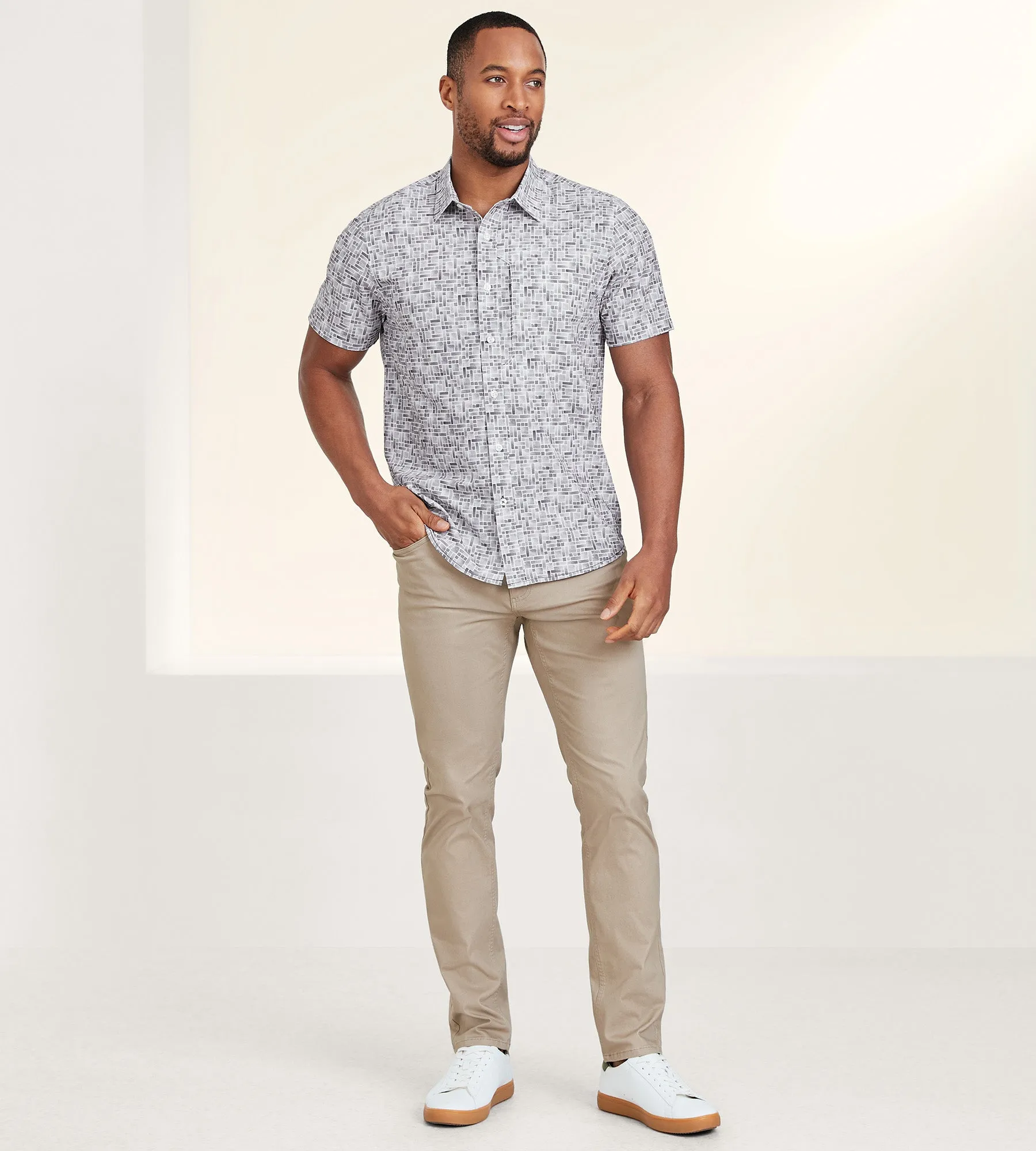 Modern Fit 360° Stretch Printed Short Sleeve Sport Shirt sold by Tip Top product image thumbnail 3