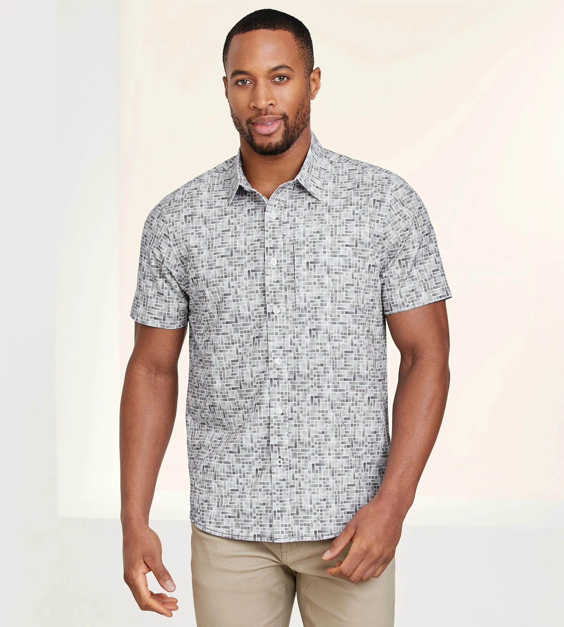 Modern Fit 360° Stretch Printed Short Sleeve Sport Shirt sold by Tip Top