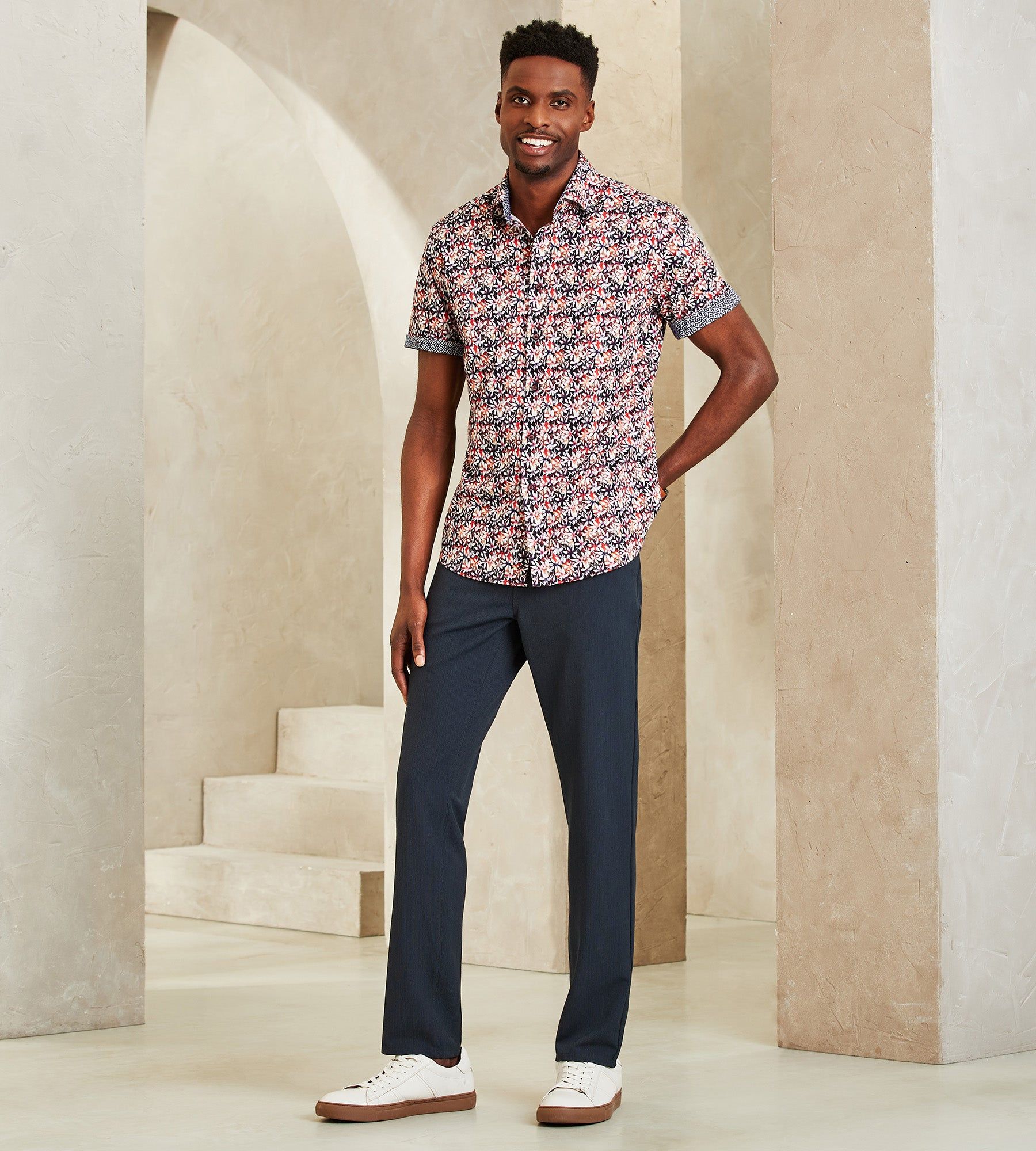 Modern Fit 360° Stretch Floral Print Soft Touch Short-Sleeve Sport Shirt sold by Tip Top product image thumbnail 5