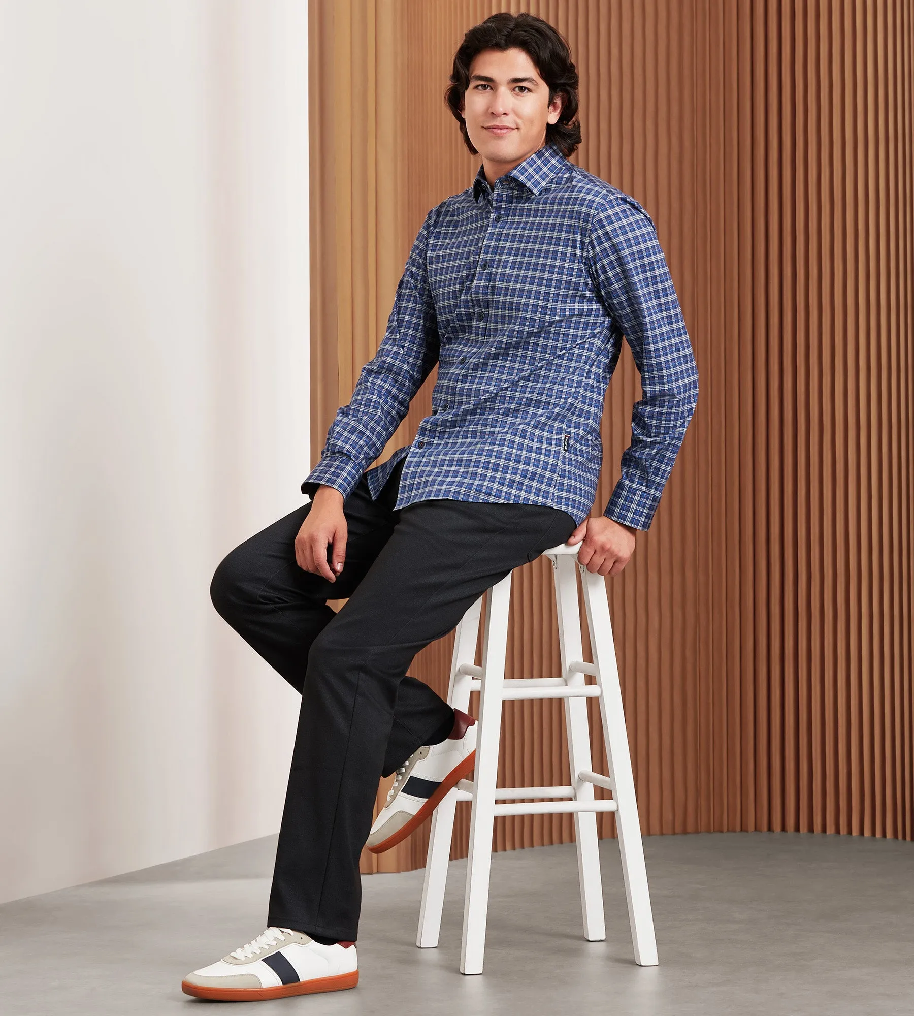 Modern Fit 360 Stretch Long Sleeve Plaid Printed Sport Shirt sold by Tip Top product image thumbnail 3