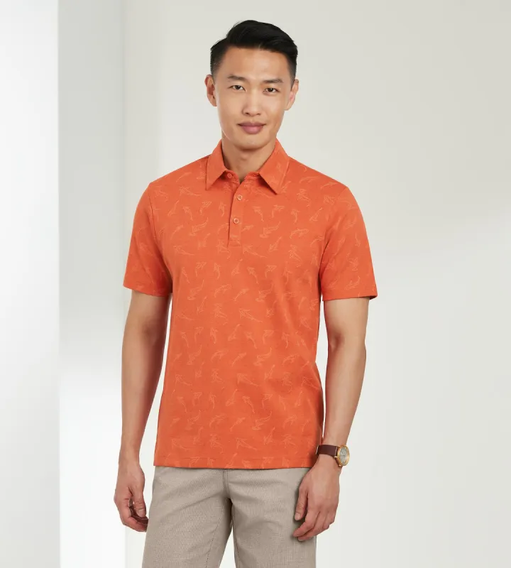 Modern Fit Short Sleeve Printed Cotton Polo sold by Tip Top
