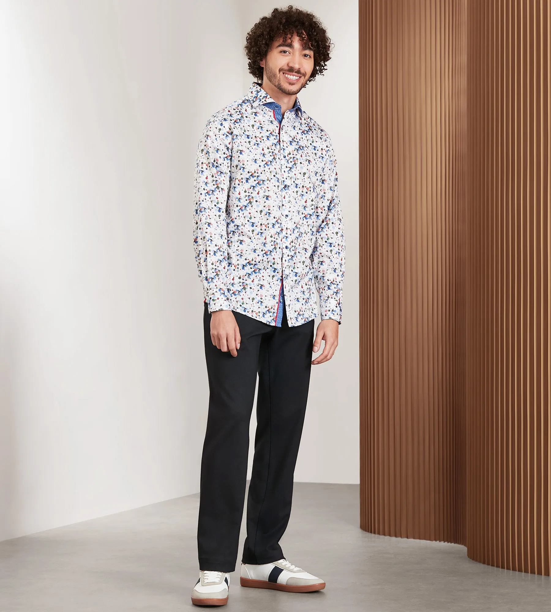 Modern Fit Long Sleeve Water Colour Print Sport Shirt sold by Tip Top product image thumbnail 3