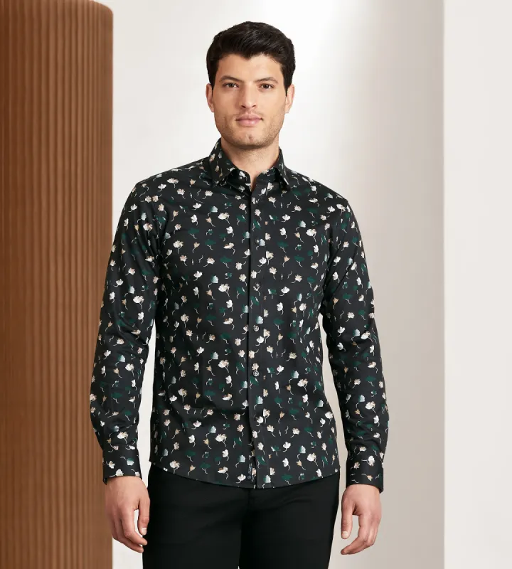Modern Fit 360 Stretch Long Sleeve Floral Printed Sport Shirt sold by Tip Top