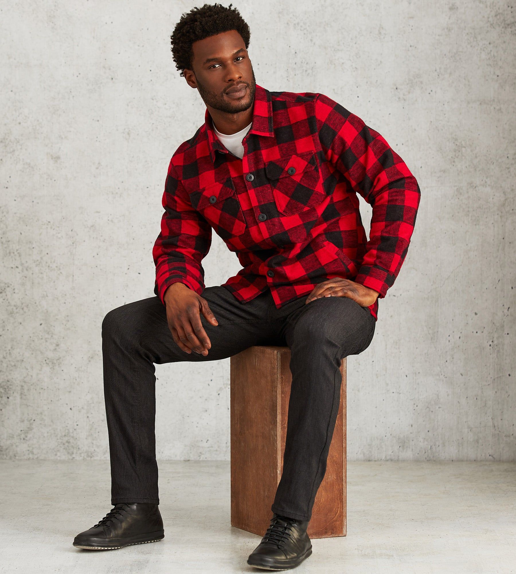 Modern Fit Long Sleeve Heavyweight Plaid Overshirt sold by Tip Top product image thumbnail 3