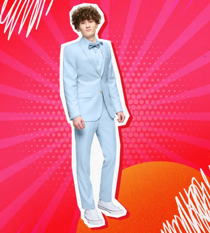 Light Blue Everything Suit Prom Look sold by Tip Top
