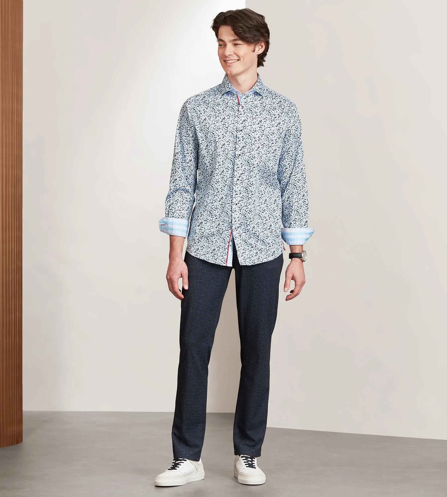 Modern Fit Long Sleeve Water Colour Print Sport Shirt sold by Tip Top product image thumbnail 4