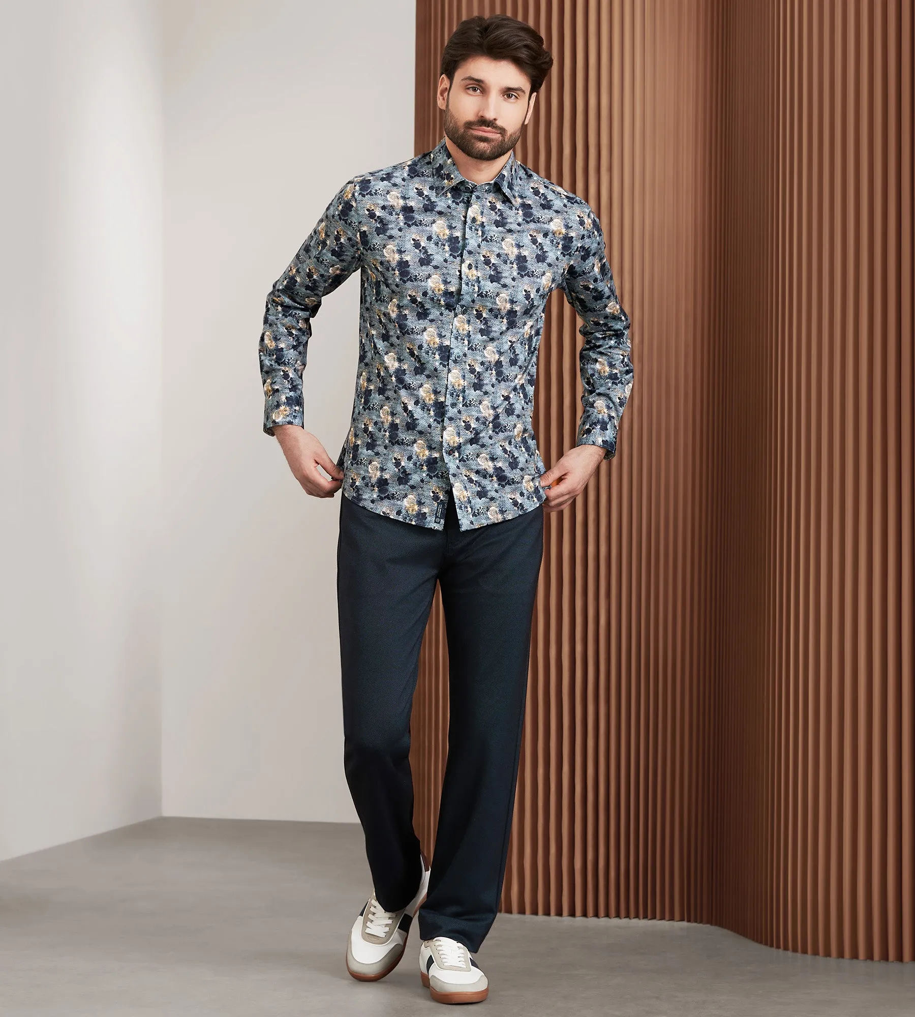 Modern Fit 360 Stretch Long Sleeve Floral Printed Sport Shirt sold by Tip Top product image thumbnail 3