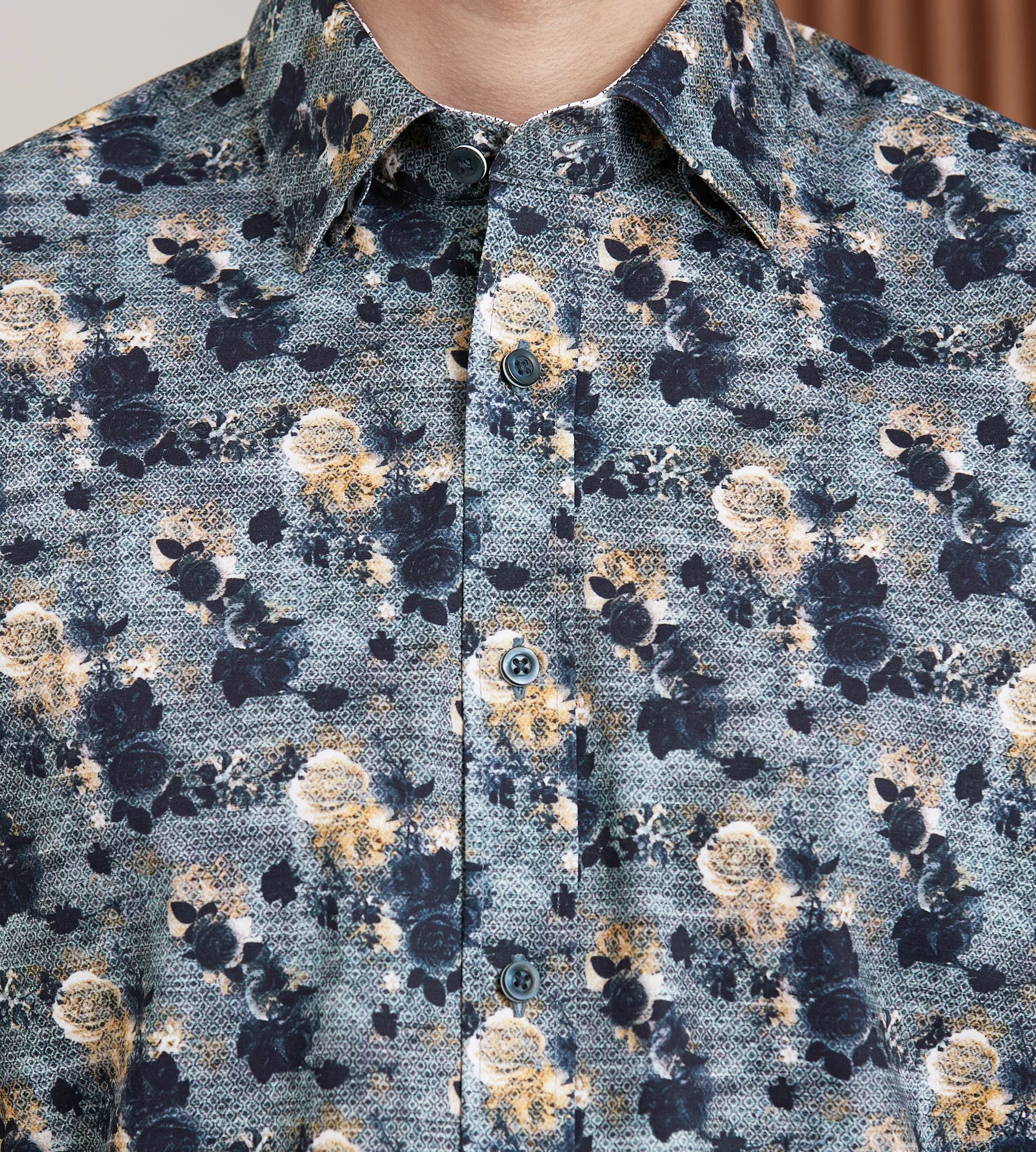 Modern Fit 360 Stretch Long Sleeve Floral Printed Sport Shirt sold by Tip Top product image thumbnail 2