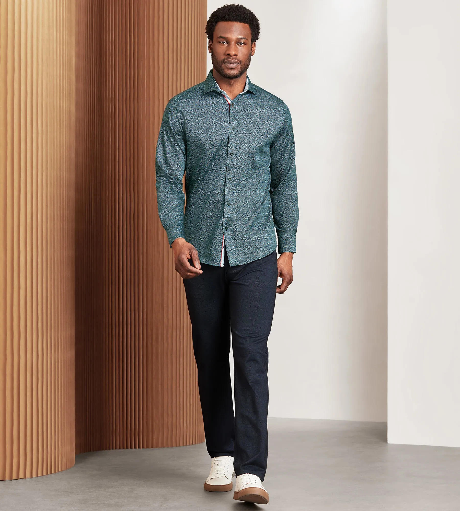 Modern Fit Long Sleeve Water Colour Print Sport Shirt sold by Tip Top product image thumbnail 4