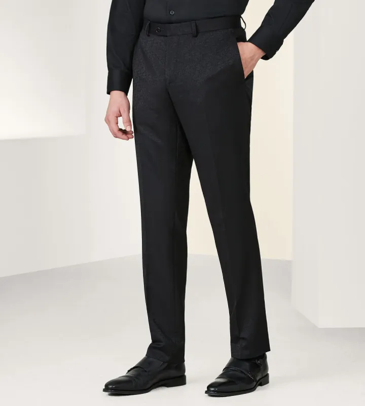 Slim Fit Black Jacquard Tuxedo Pants sold by Tip Top
