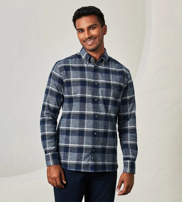 Modern Fit Long Sleeve Soft Touch Plaid Flannel Sport Shirt sold by Tip Top