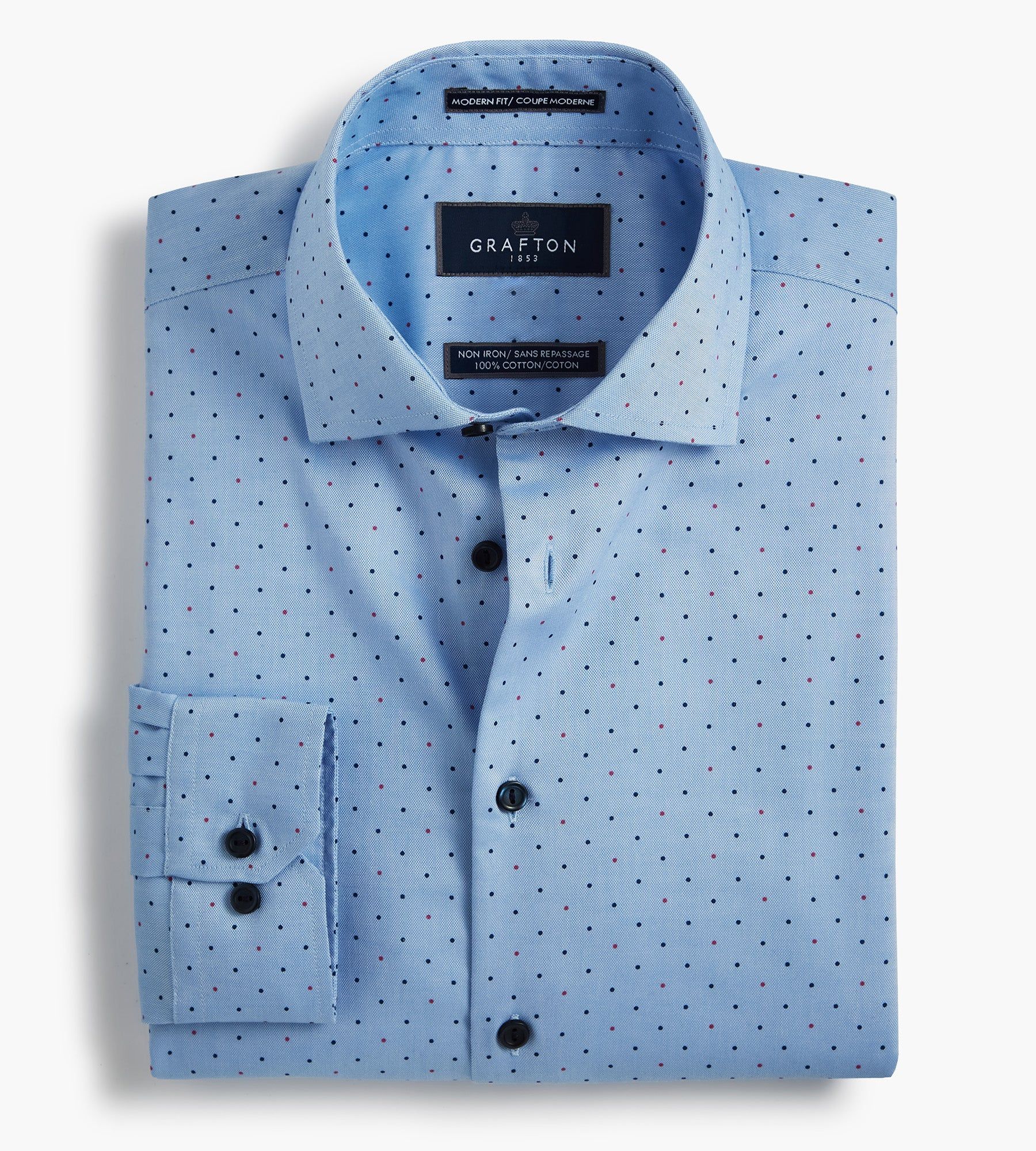 Modern Fit Non-Iron Dot Print Dress Shirt sold by Tip Top