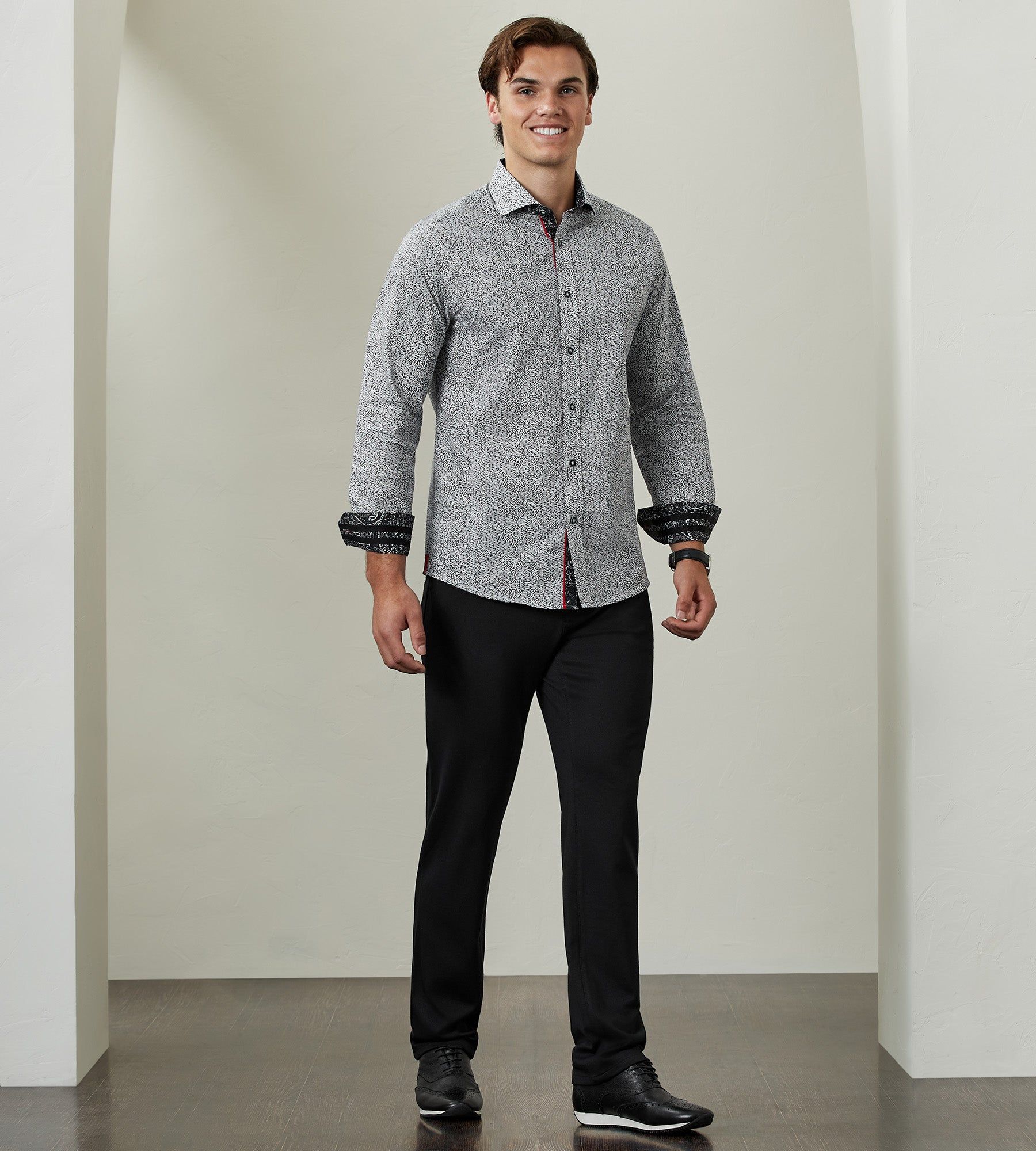 Modern Fit Long Sleeve Geo Print Sport Shirt sold by Tip Top product image thumbnail 5