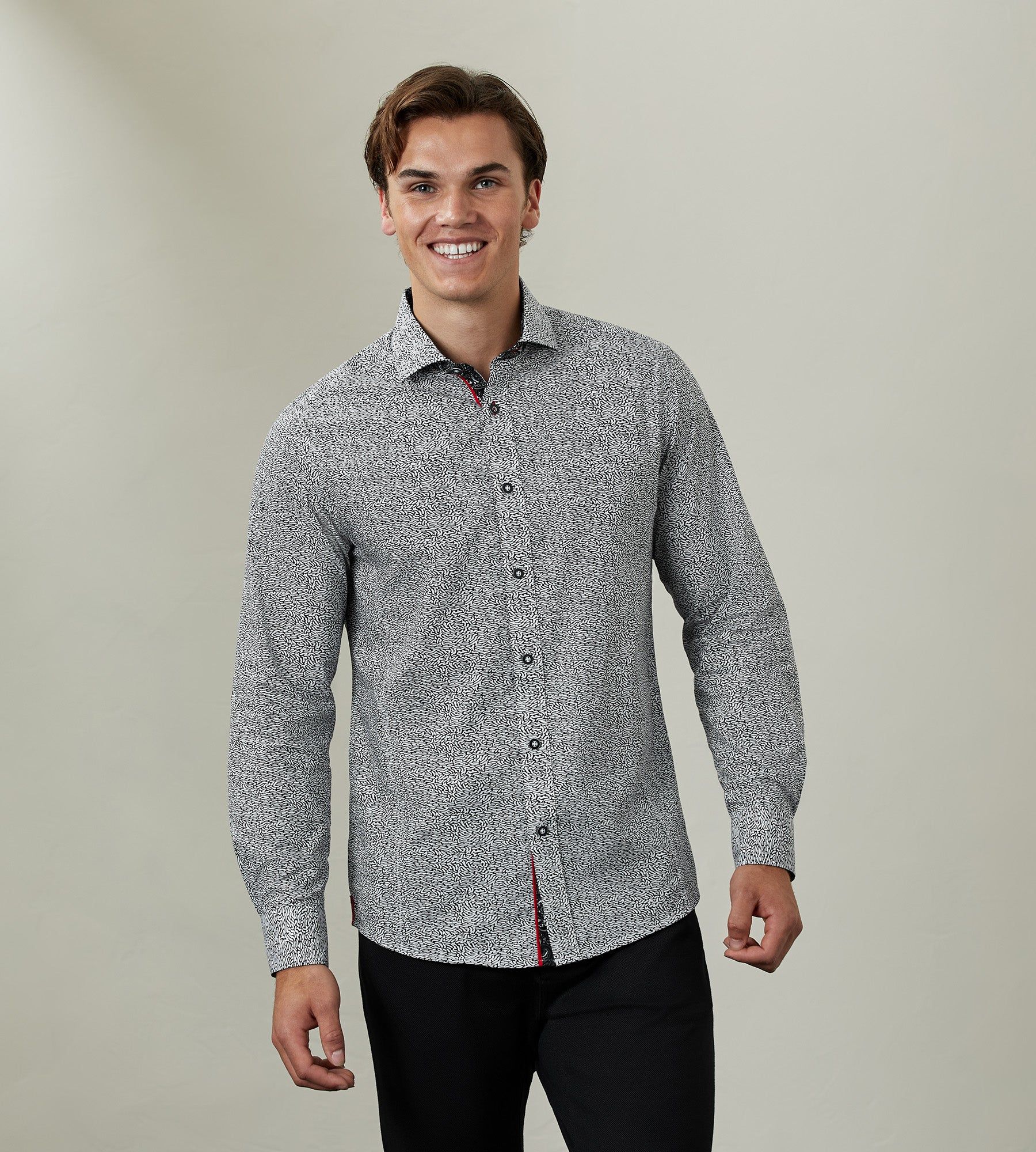 Modern Fit Long Sleeve Geo Print Sport Shirt sold by Tip Top