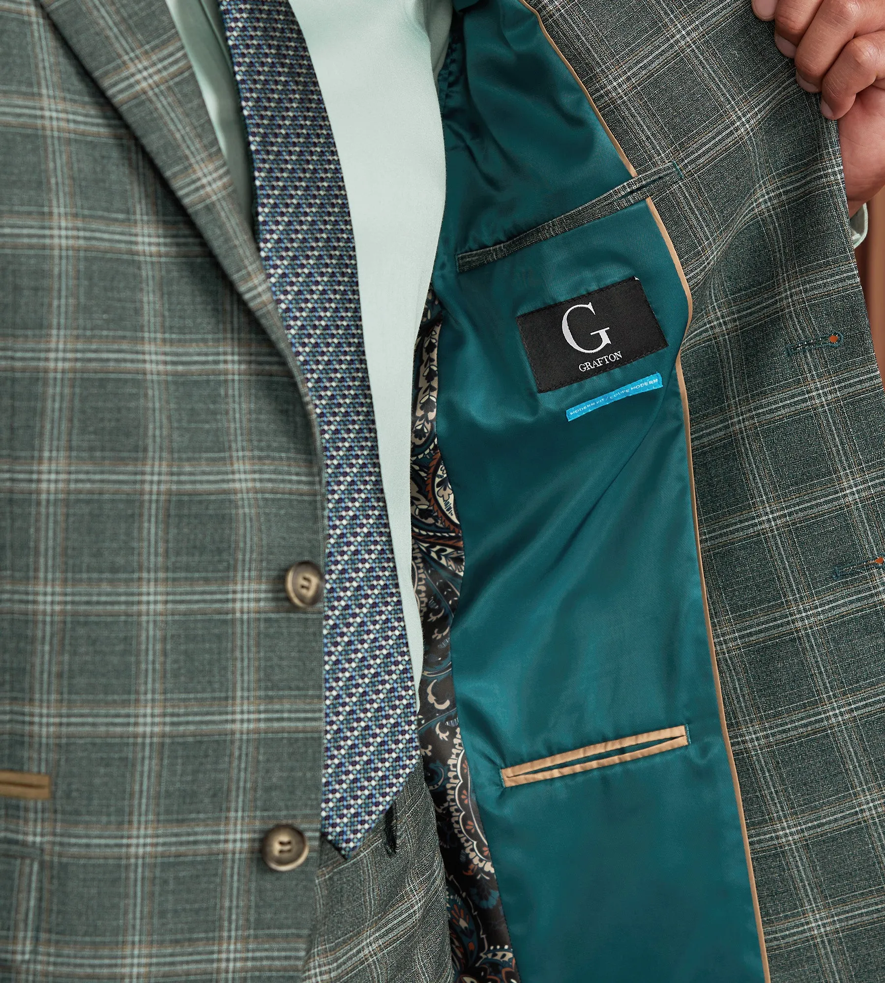 Modern Fit Green Plaid Suit Jacket sold by Tip Top product image thumbnail 3