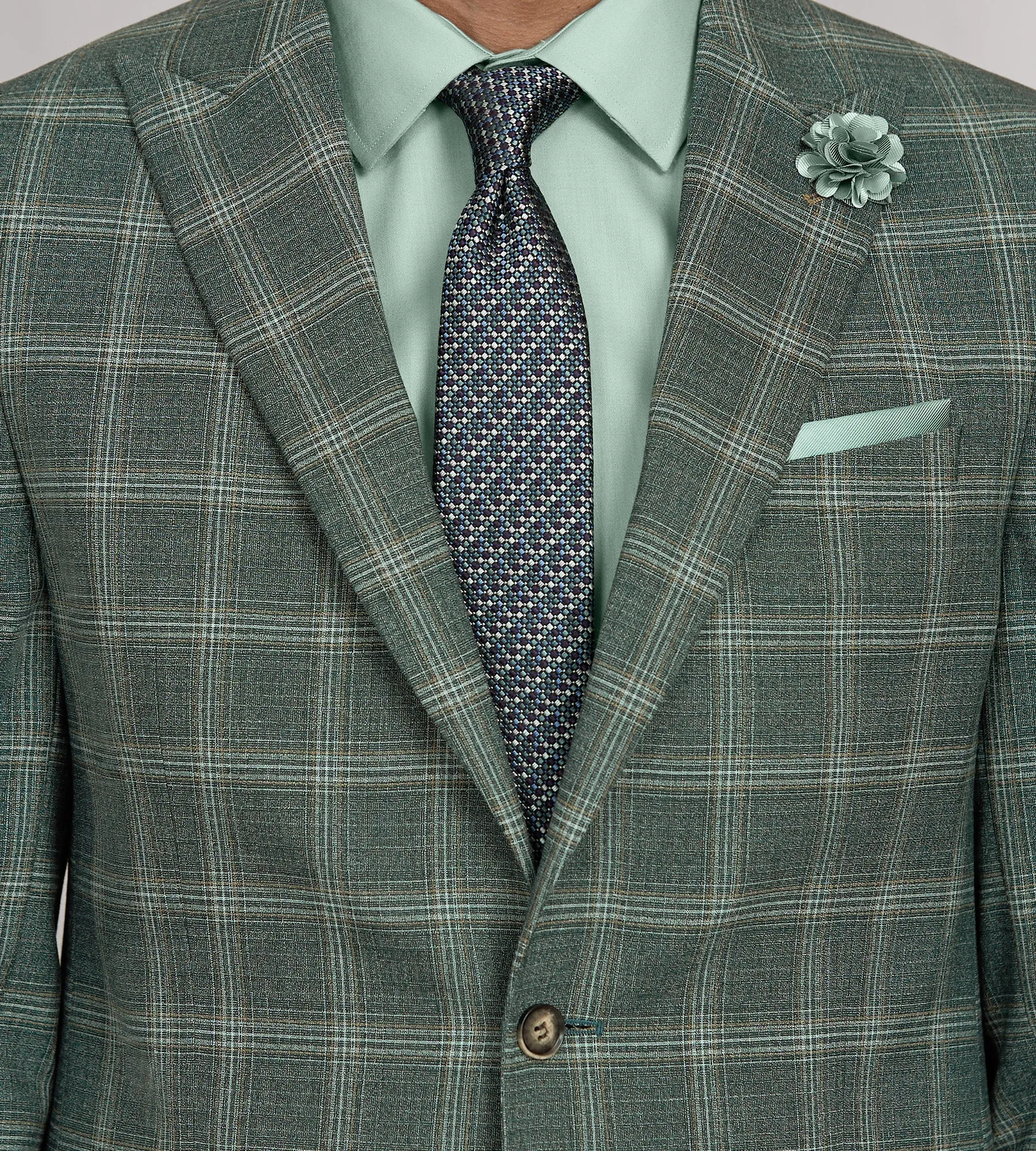 Modern Fit Green Plaid Suit Jacket sold by Tip Top product image thumbnail 2