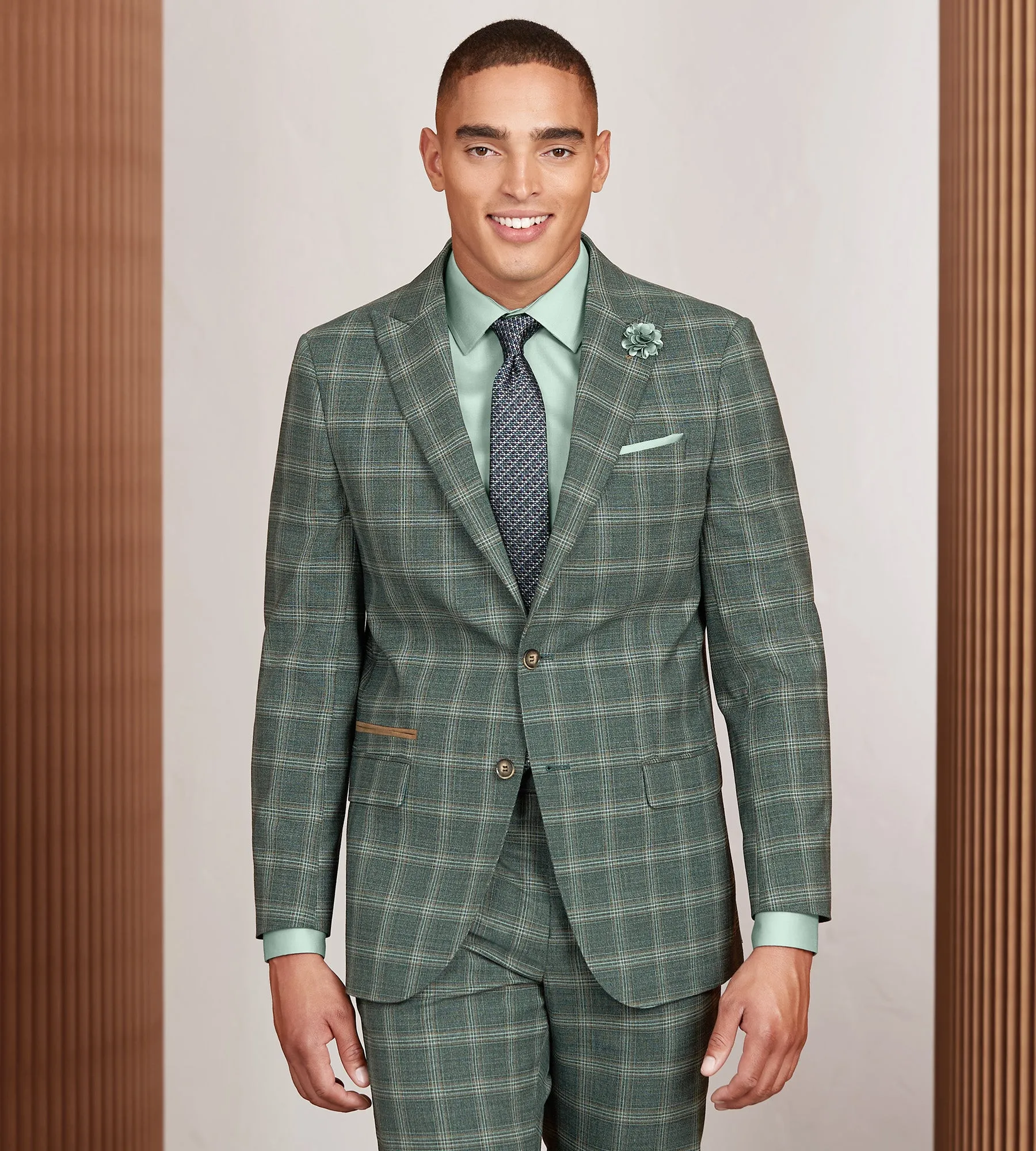 Modern Fit Green Plaid Suit Jacket sold by Tip Top