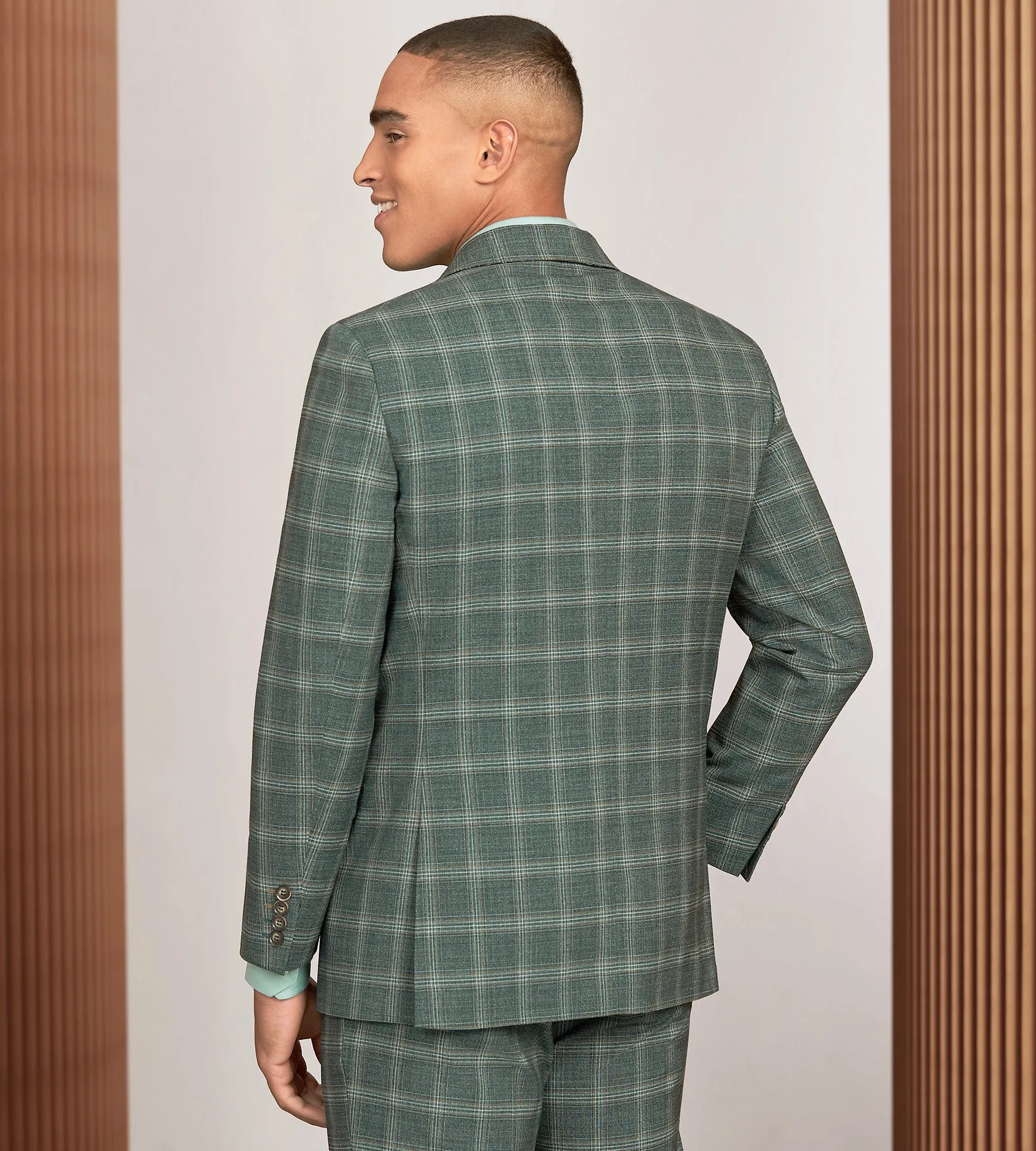 Modern Fit Green Plaid Suit Jacket sold by Tip Top product image thumbnail 4