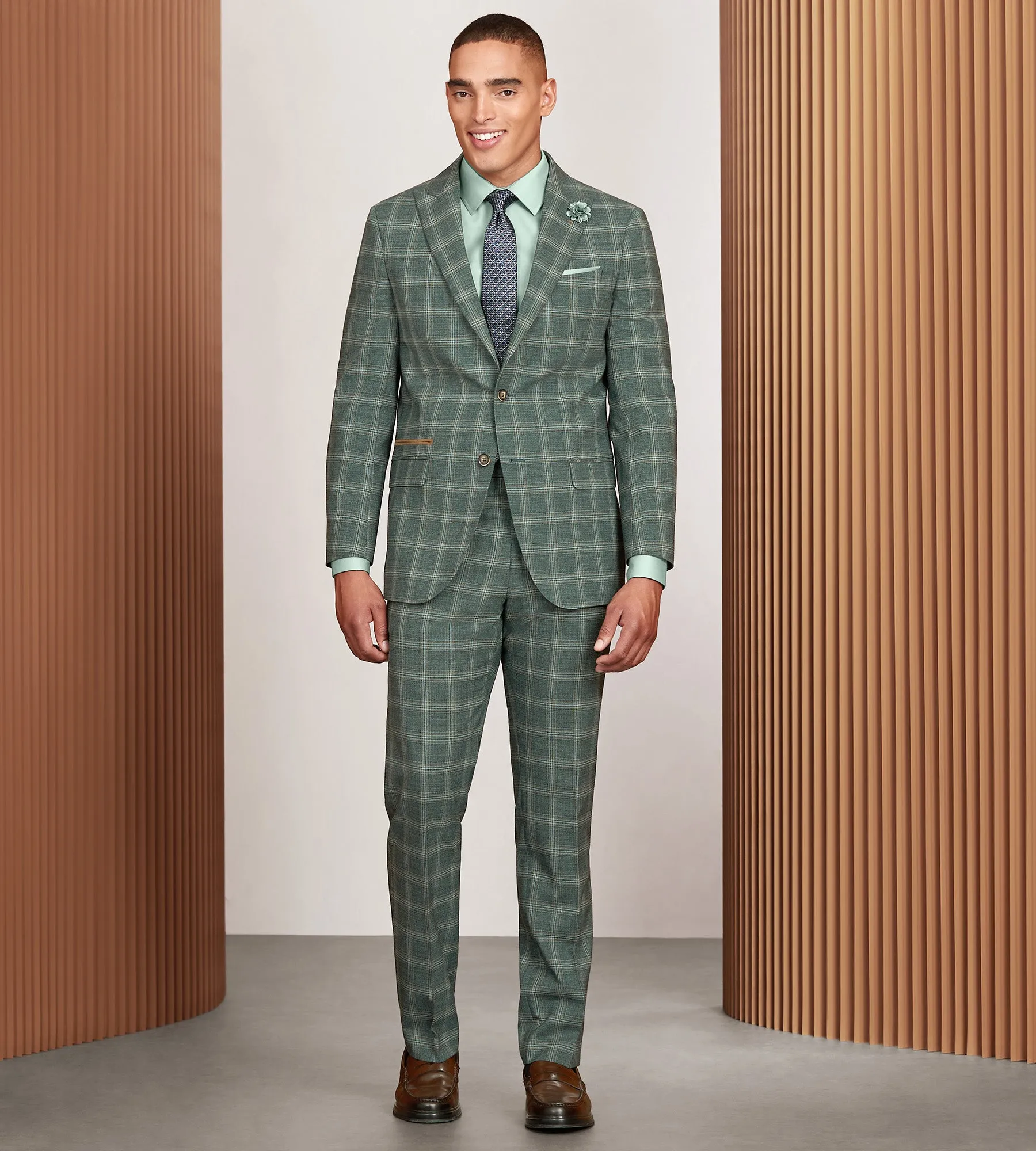 Modern Fit Green Plaid Suit Jacket sold by Tip Top product image thumbnail 5