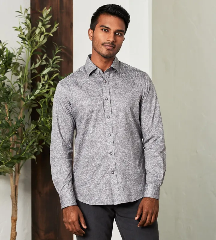 Modern Fit Long Sleeve 360° Stretch Cross Hatch Print Sport Shirt sold by Tip Top