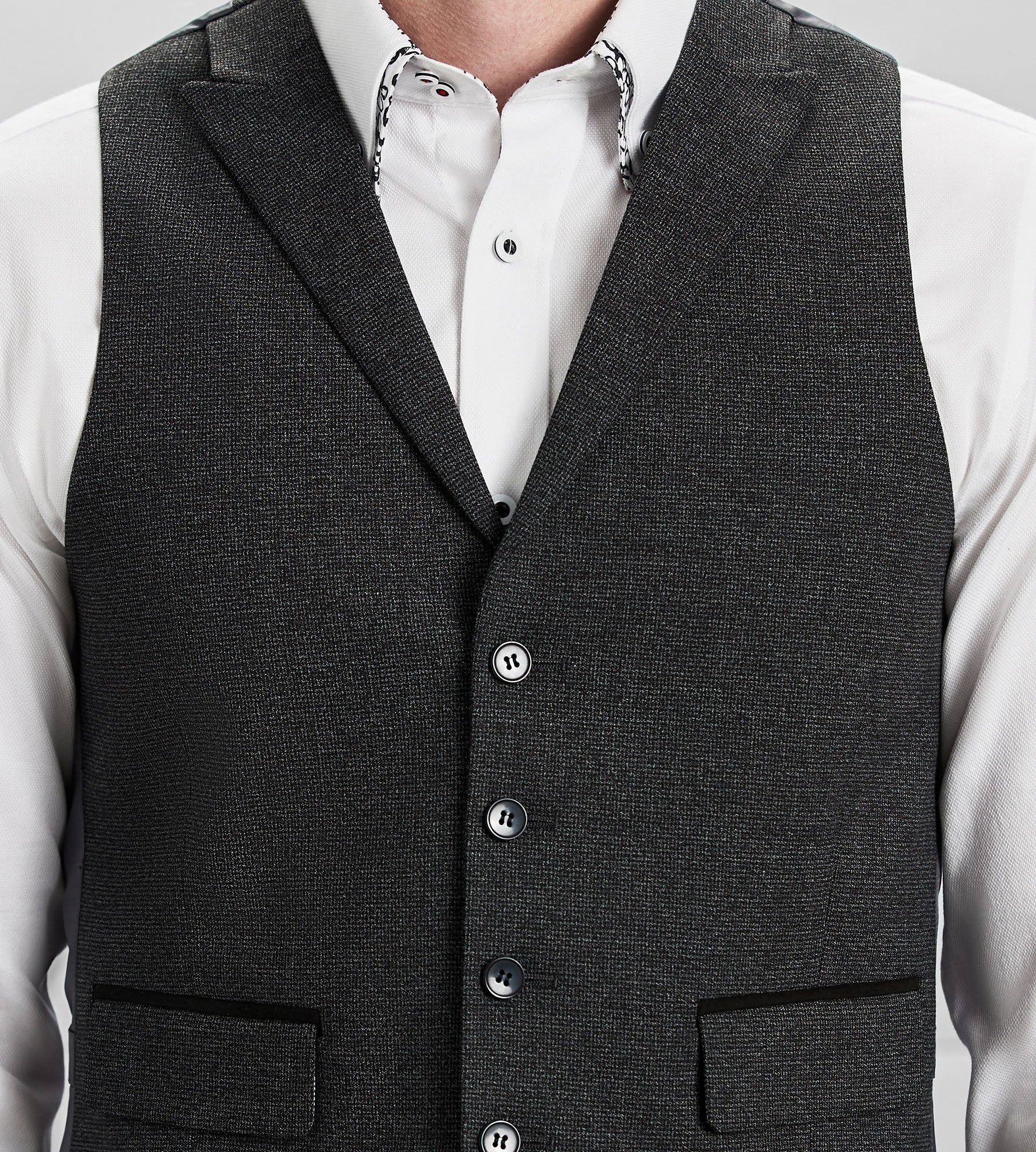 Slim Fit Check Peak Lapel Suit Separate Vest sold by Tip Top product image thumbnail 2