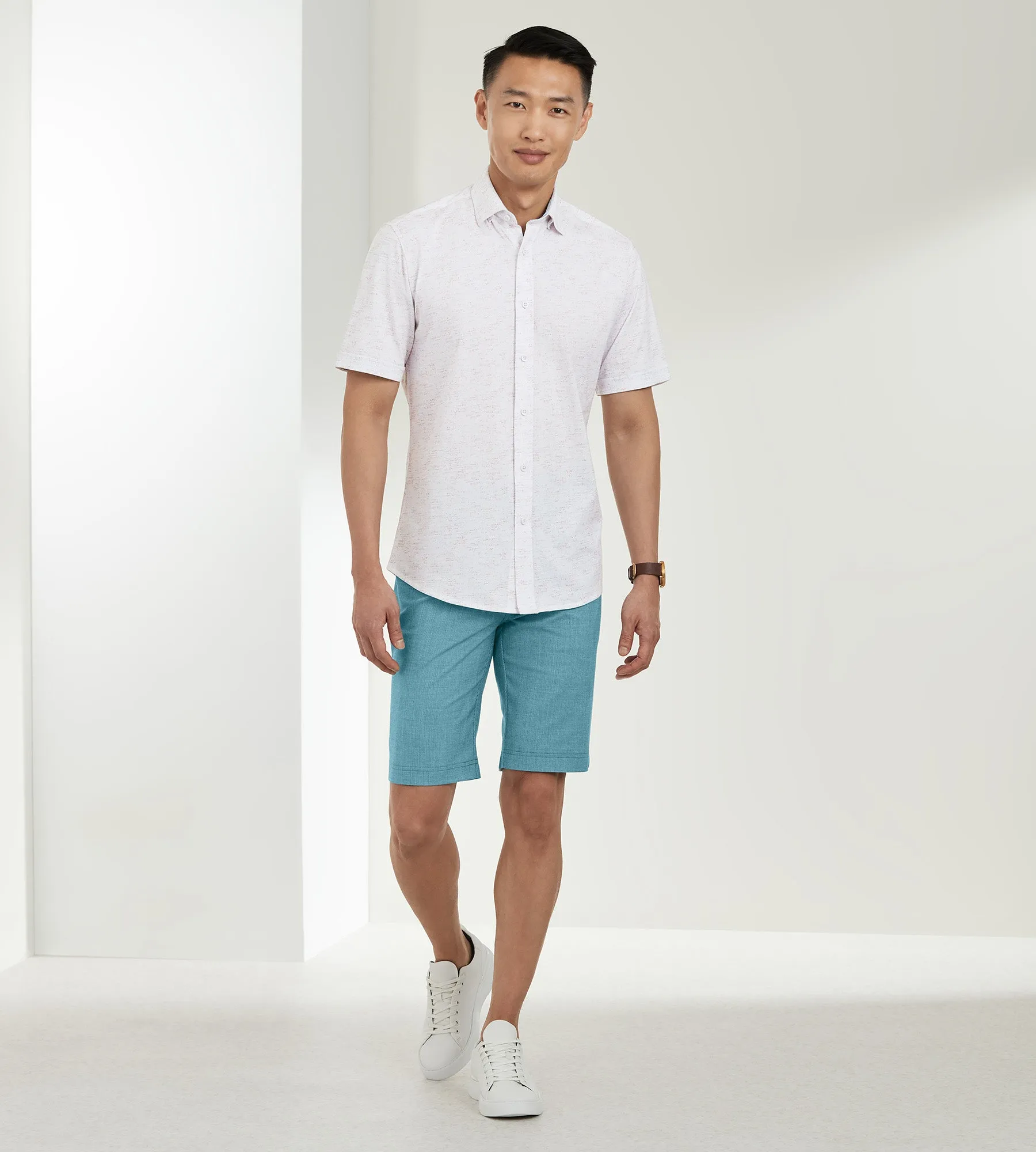 Modern Fit 360° Stretch Textured Print Short Sleeve Sport Shirt sold by Tip Top product image thumbnail 3