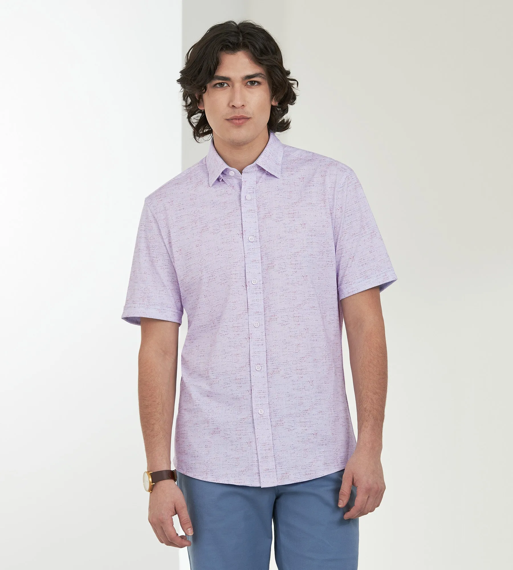 Modern Fit 360° Stretch Textured Print Short Sleeve Sport Shirt sold by Tip Top product image thumbnail 5