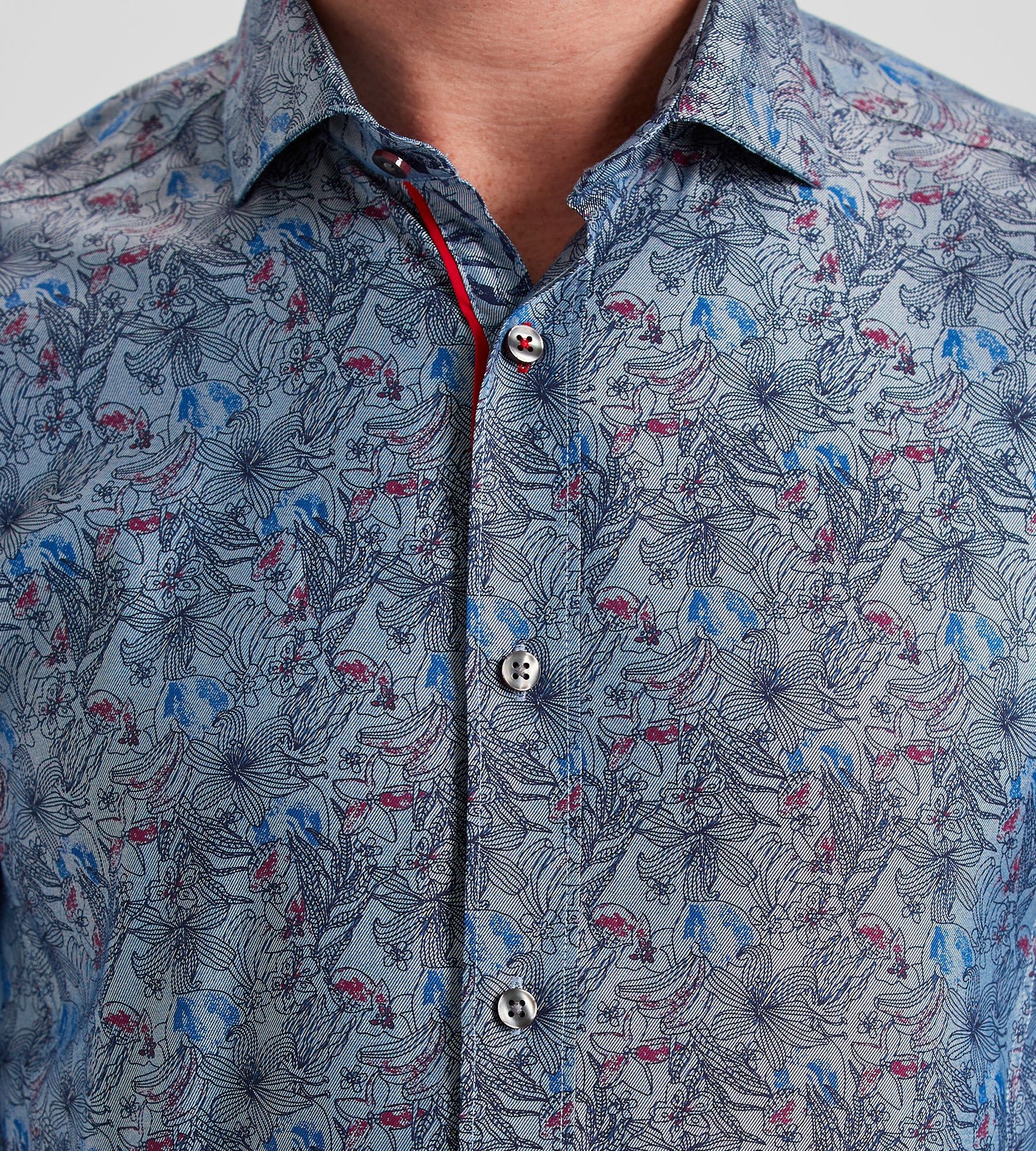 Modern Fit Long Sleeve Floral Print Sport Shirt sold by Tip Top product image thumbnail 2