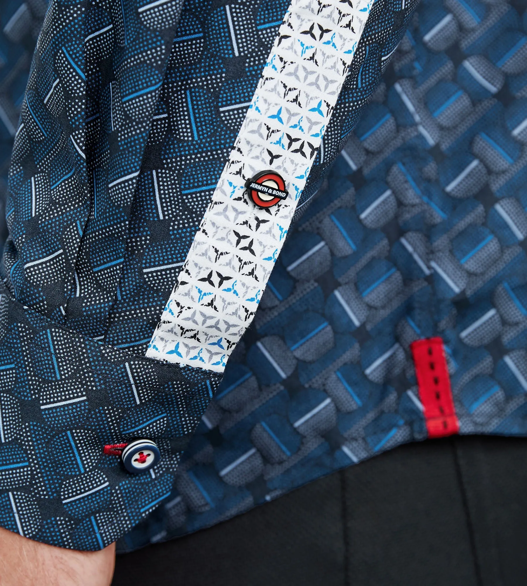 Modern Fit Long Sleeve Double-Collar Geo Print Sport Shirt sold by Tip Top product image thumbnail 4