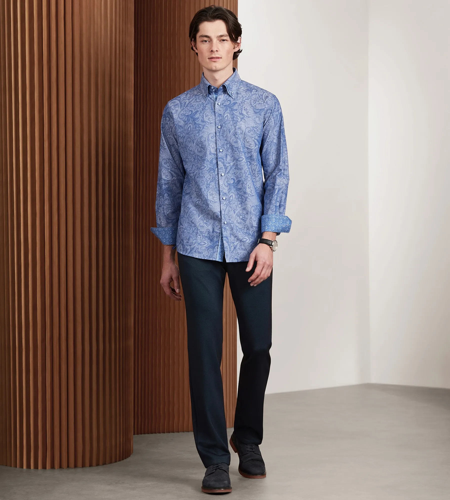 Modern Fit Long Sleeve Double Collar Textured Sport Shirt sold by Tip Top product image thumbnail 3