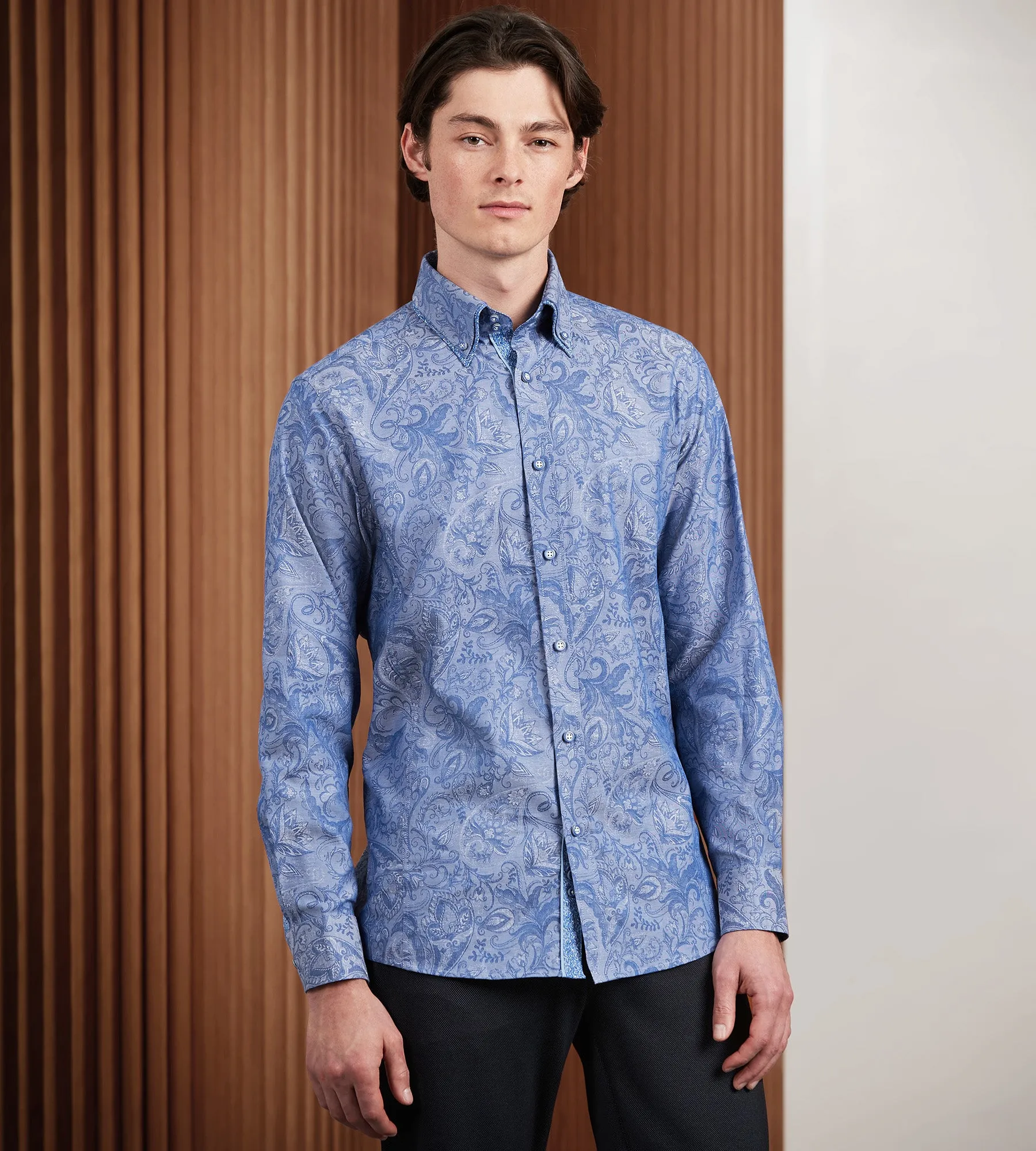 Modern Fit Long Sleeve Double Collar Textured Sport Shirt sold by Tip Top