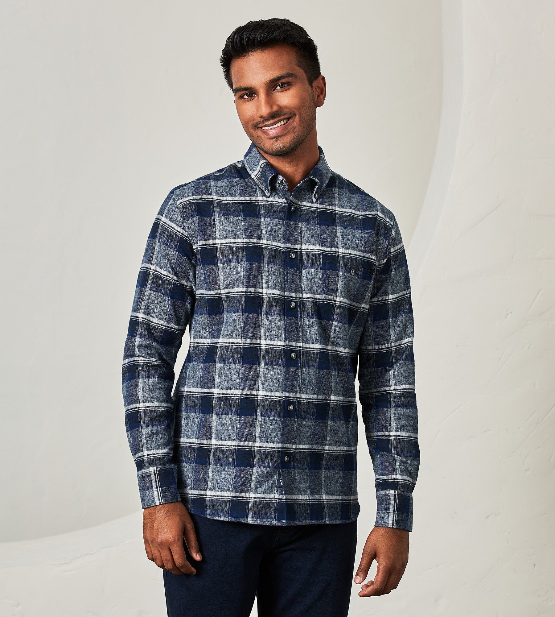 Modern Fit Long Sleeve Soft Touch Plaid Flannel Sport Shirt sold by Tip Top
