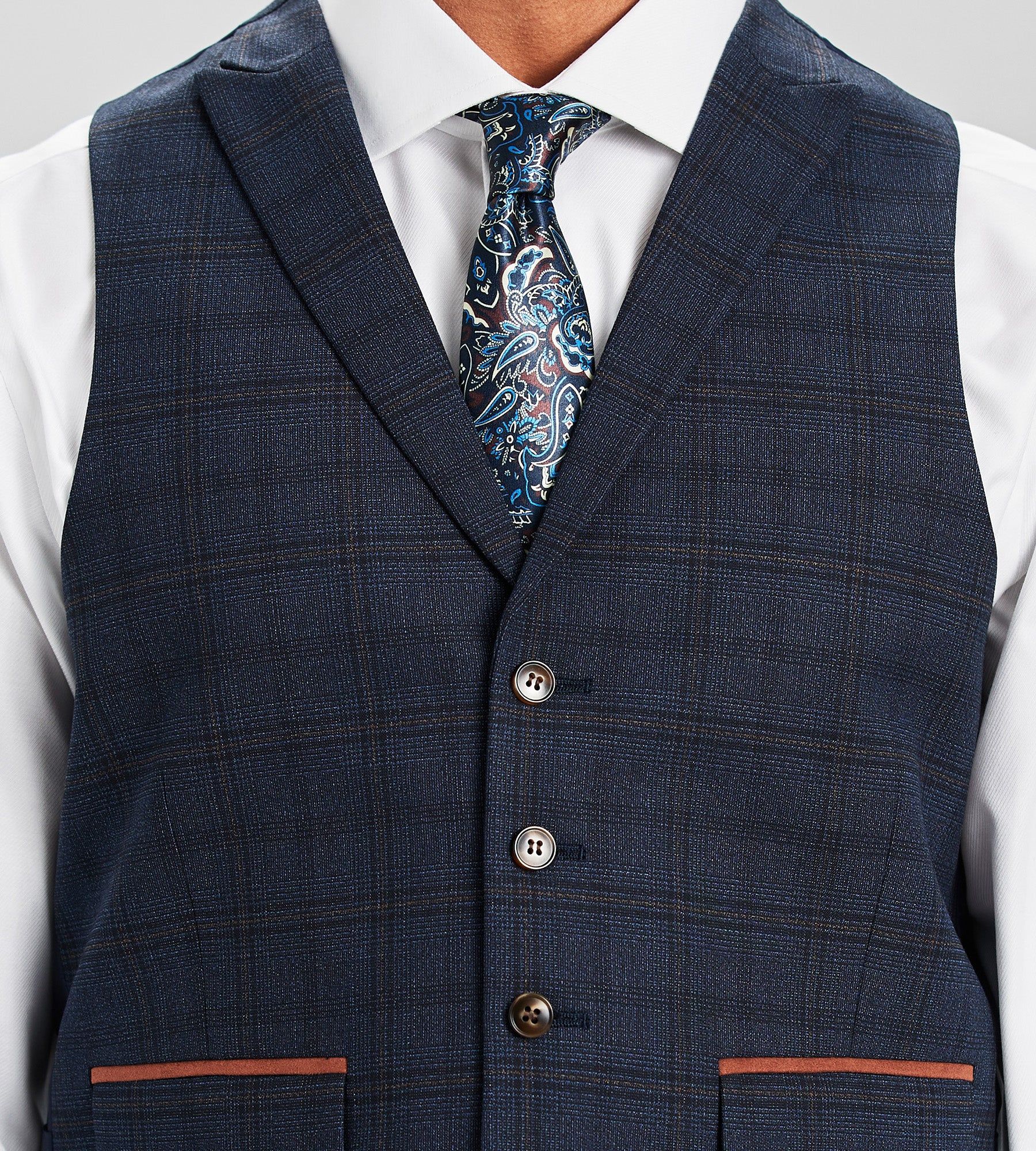 Slim Fit Check Peak Lapel Suit Separate Vest sold by Tip Top product image thumbnail 2