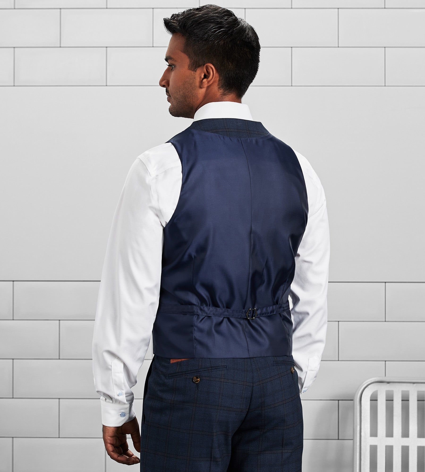 Slim Fit Check Peak Lapel Suit Separate Vest sold by Tip Top product image thumbnail 3