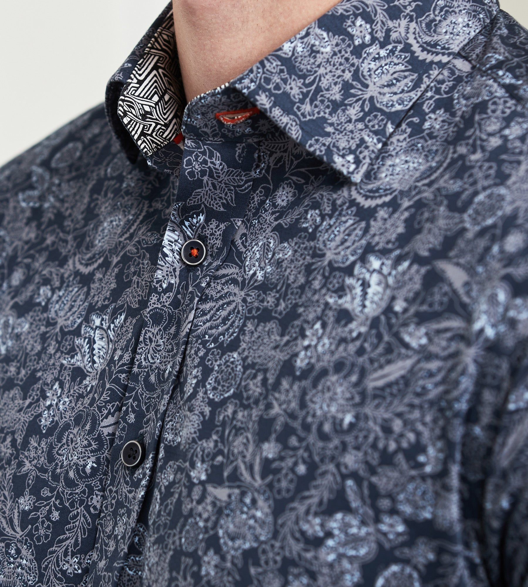 Modern Fit Long Sleeve 360° Stretch Floral Print Sport Shirt sold by Tip Top product image thumbnail 3