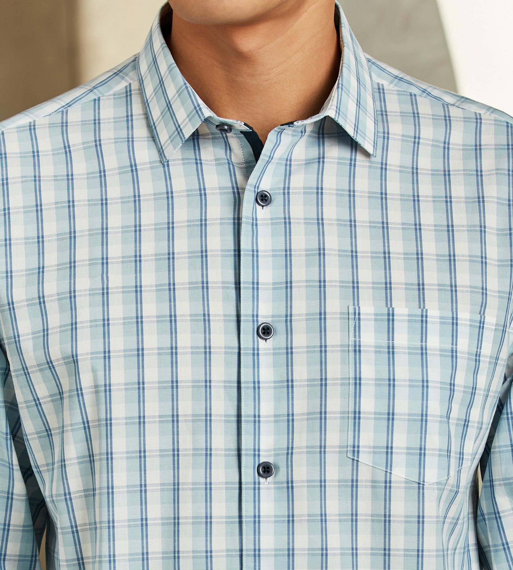 Modern Fit Long-Sleeve Plaid One-Pocket Sport Shirt sold by Tip Top product image thumbnail 2