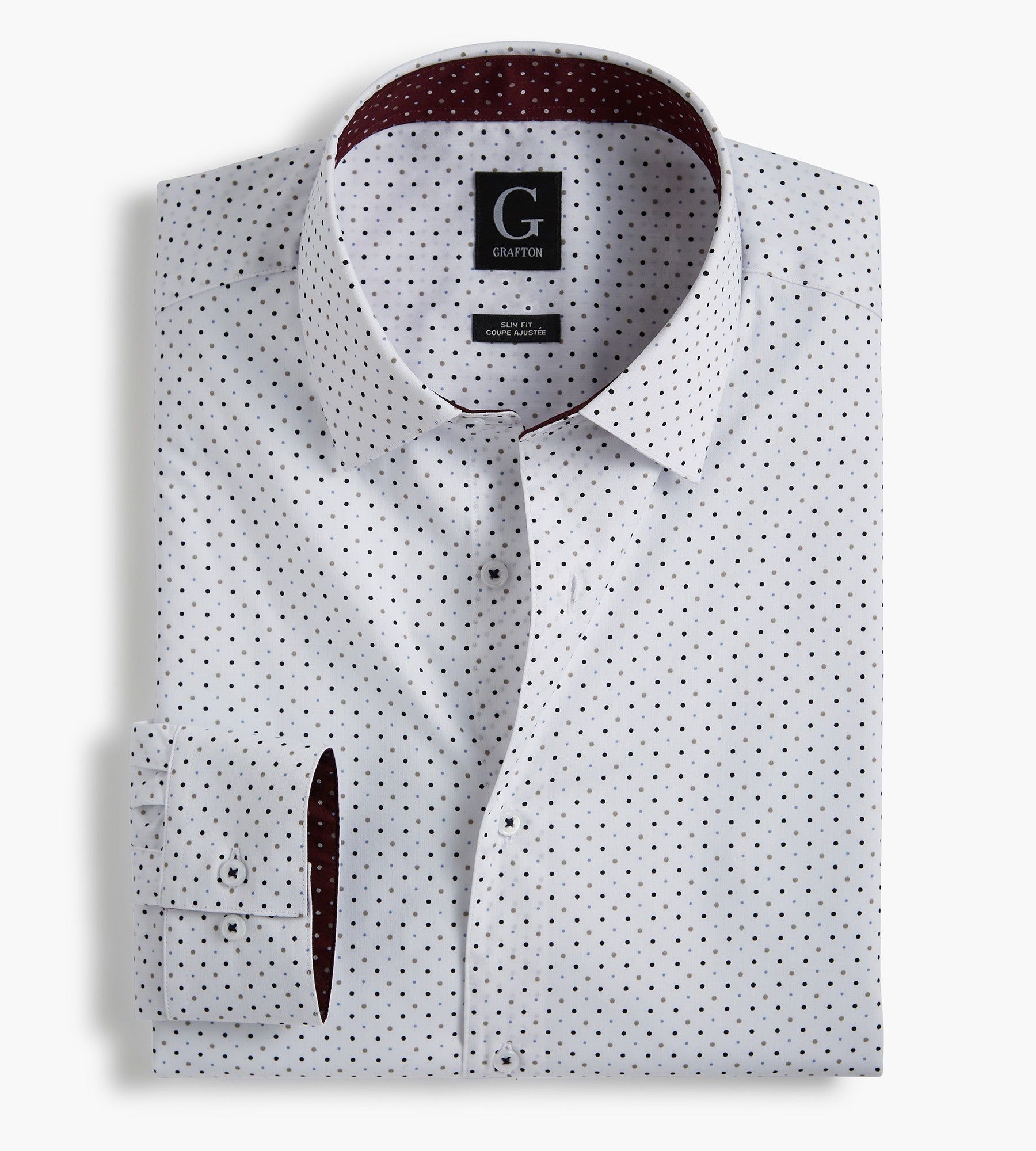 Slim Fit Dot Print Performance Dress Shirt sold by Tip Top