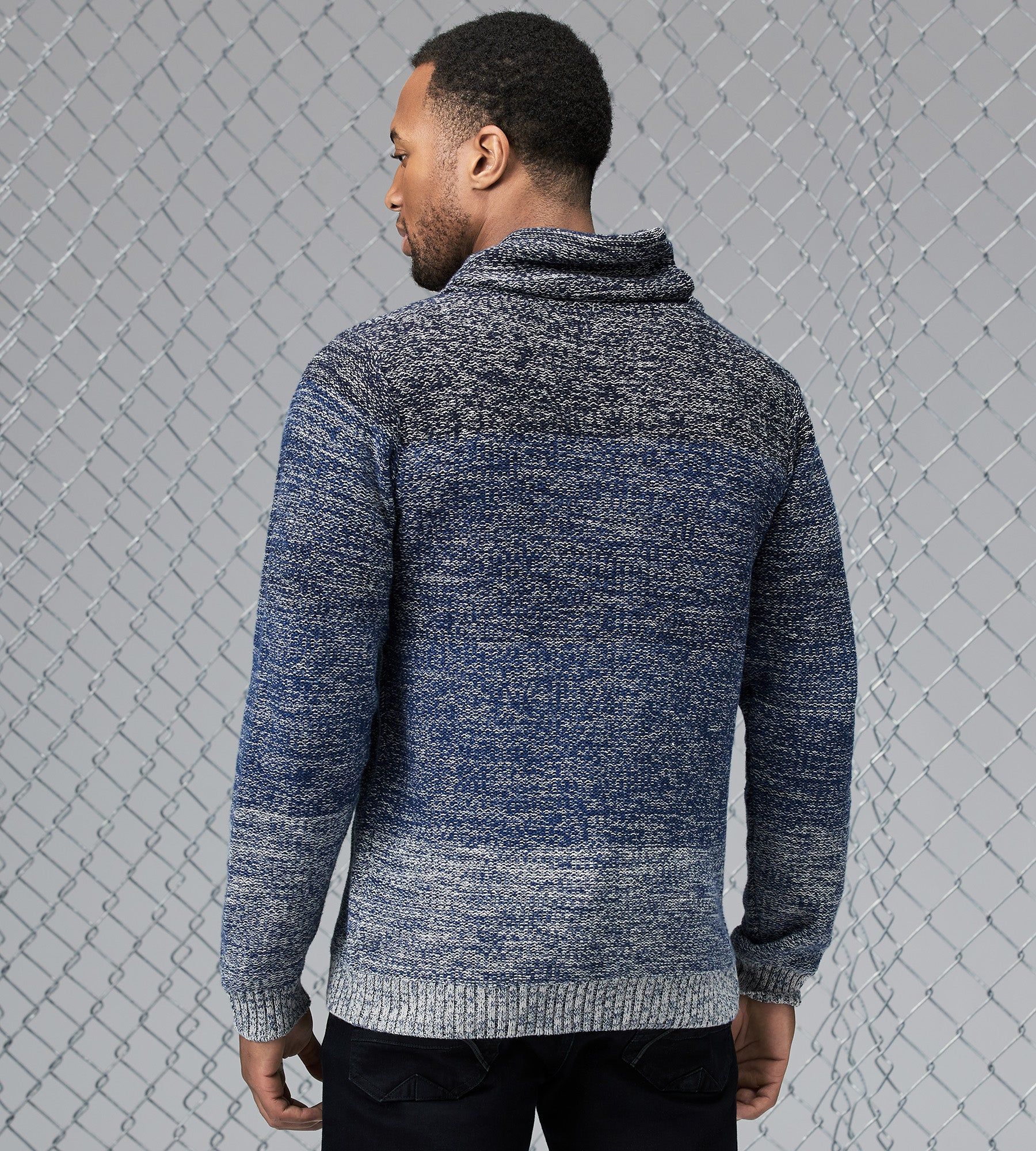 Modern Fit Gradient Knit Cross Over Funnel Neck Sweater sold by Tip Top product image thumbnail 3