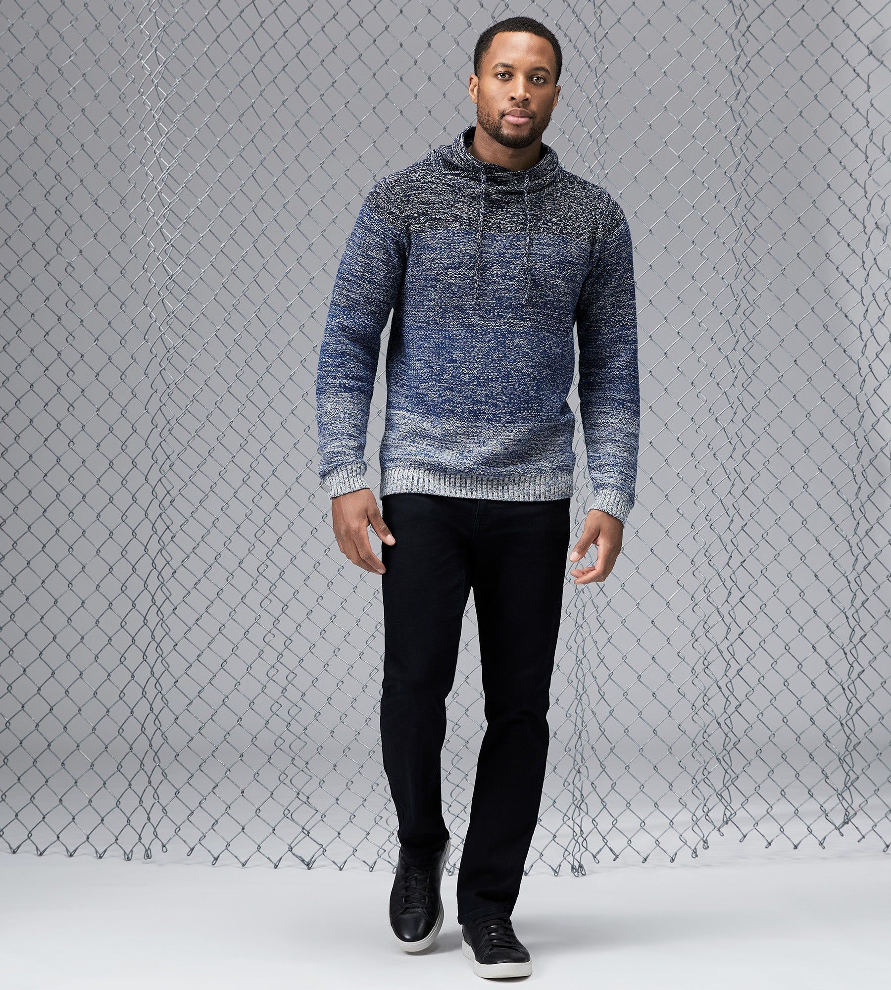 Modern Fit Gradient Knit Cross Over Funnel Neck Sweater sold by Tip Top product image thumbnail 4