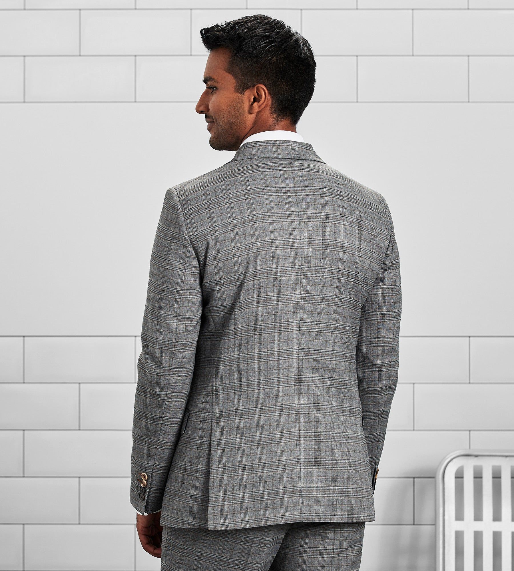 Slim Fit Check Peak Lapel Suit Separate Jacket sold by Tip Top product image thumbnail 4