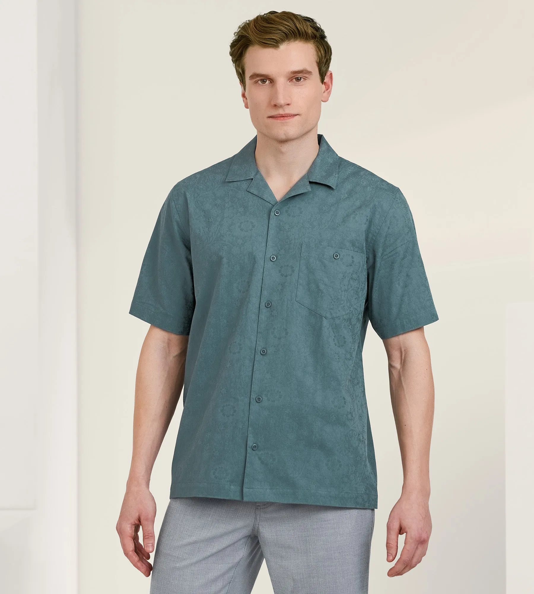 Modern Fit Short Sleeve Solid Textured Resort Sport Shirt sold by Tip Top product image thumbnail 4