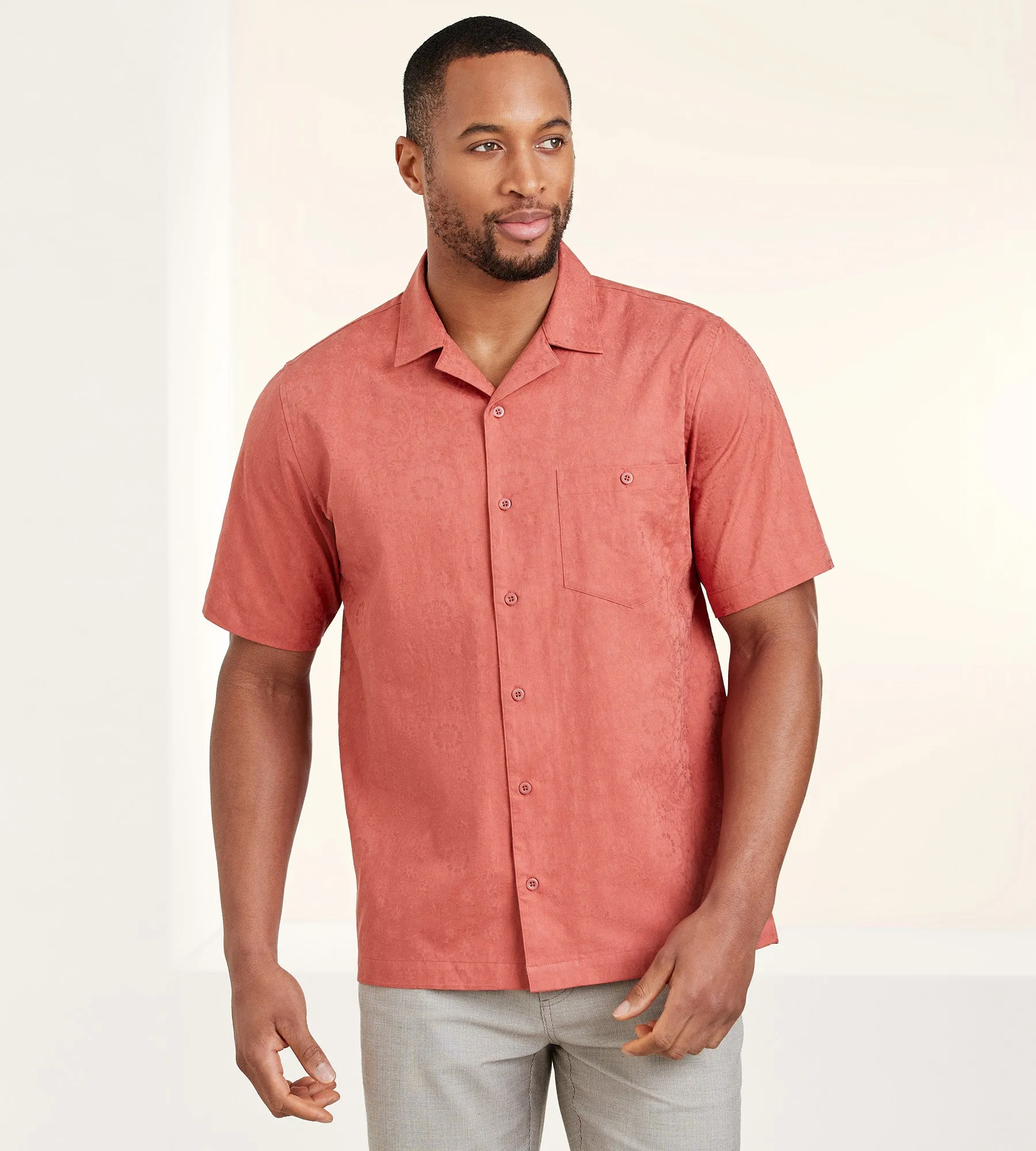 Modern Fit Short Sleeve Solid Textured Resort Sport Shirt sold by Tip Top